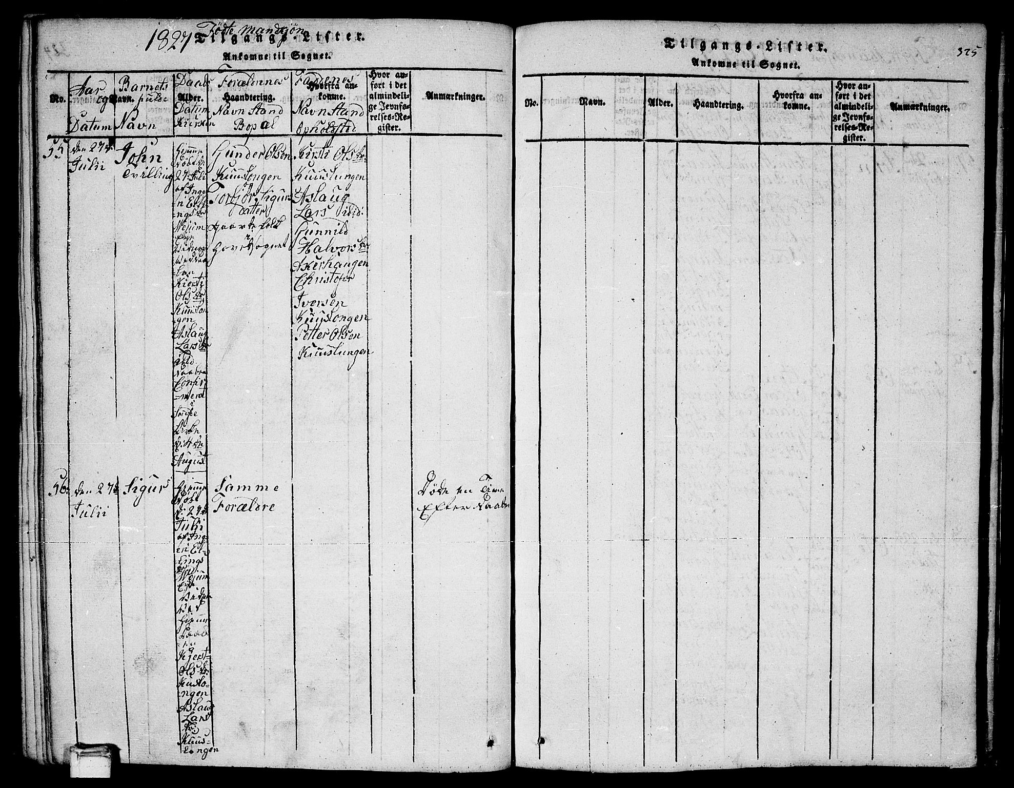 Sauherad kirkebøker, SAKO/A-298/F/Fa/L0005: Parish register (official) no. I 5, 1815-1829, p. 325