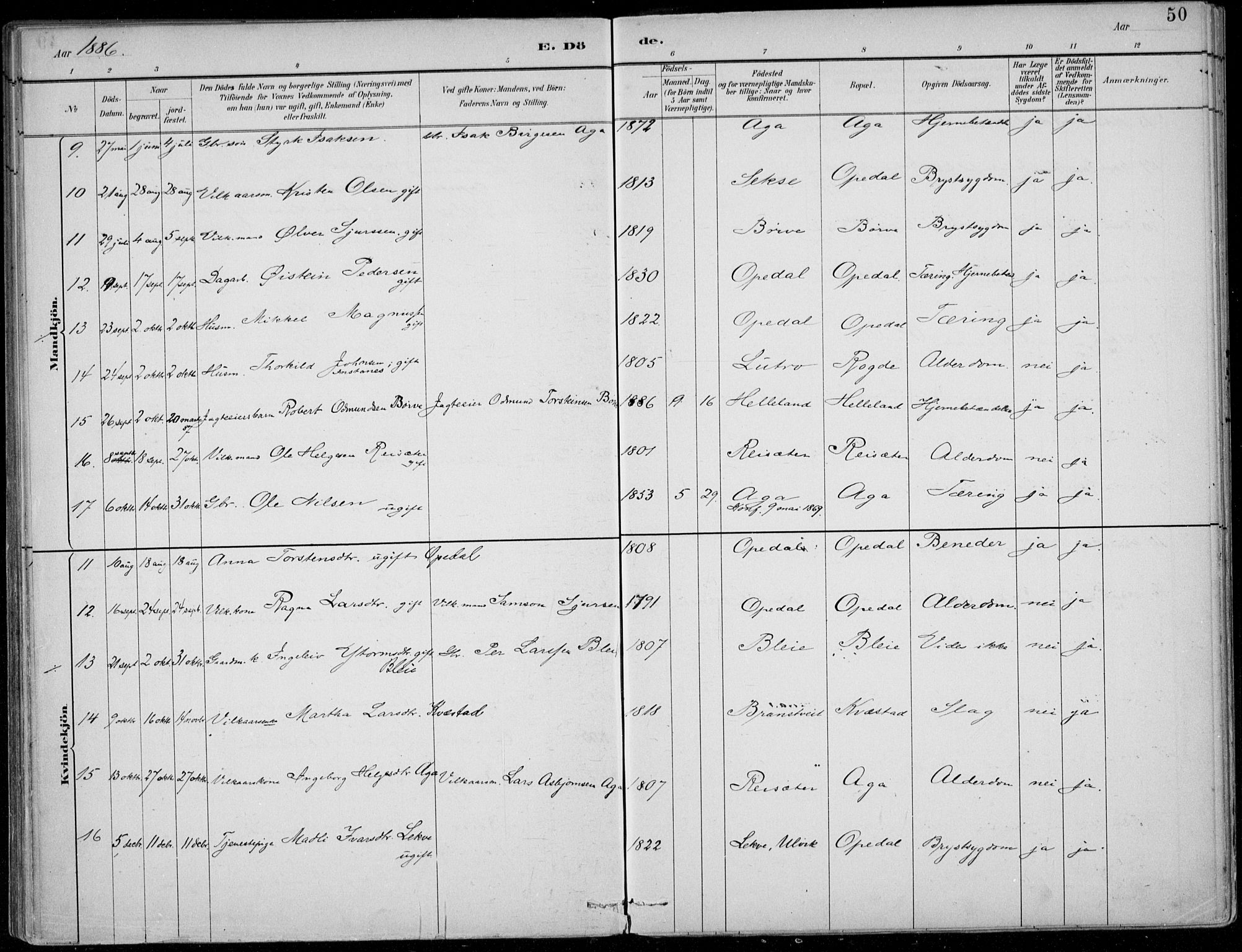 Ullensvang sokneprestembete, AV/SAB-A-78701/H/Haa: Parish register (official) no. B  3, 1882-1911, p. 50