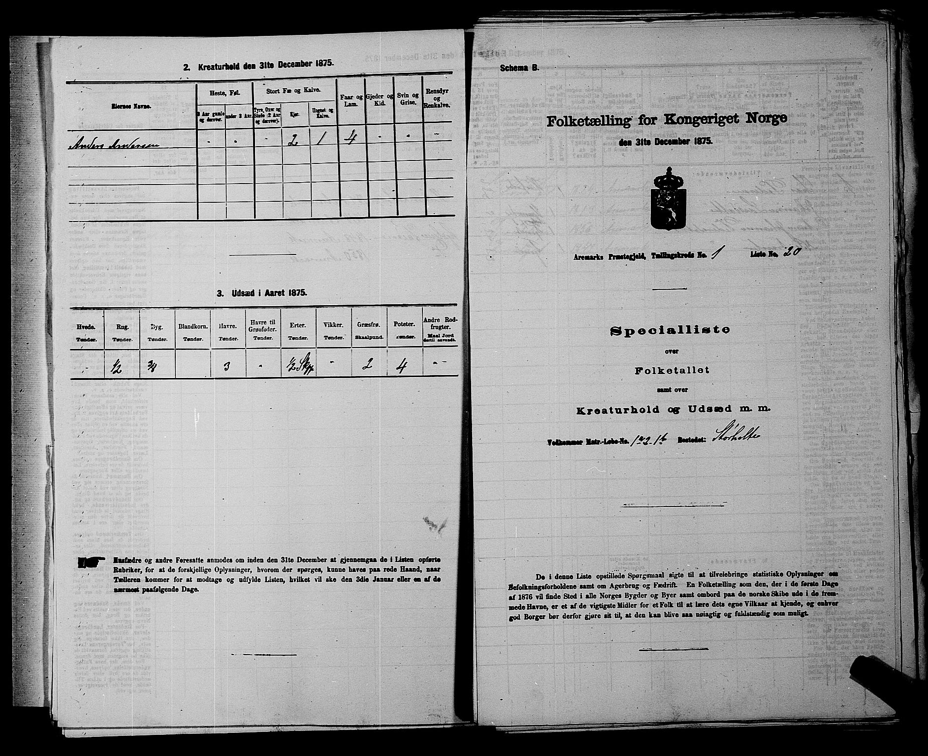 RA, 1875 census for 0118P Aremark, 1875, p. 37