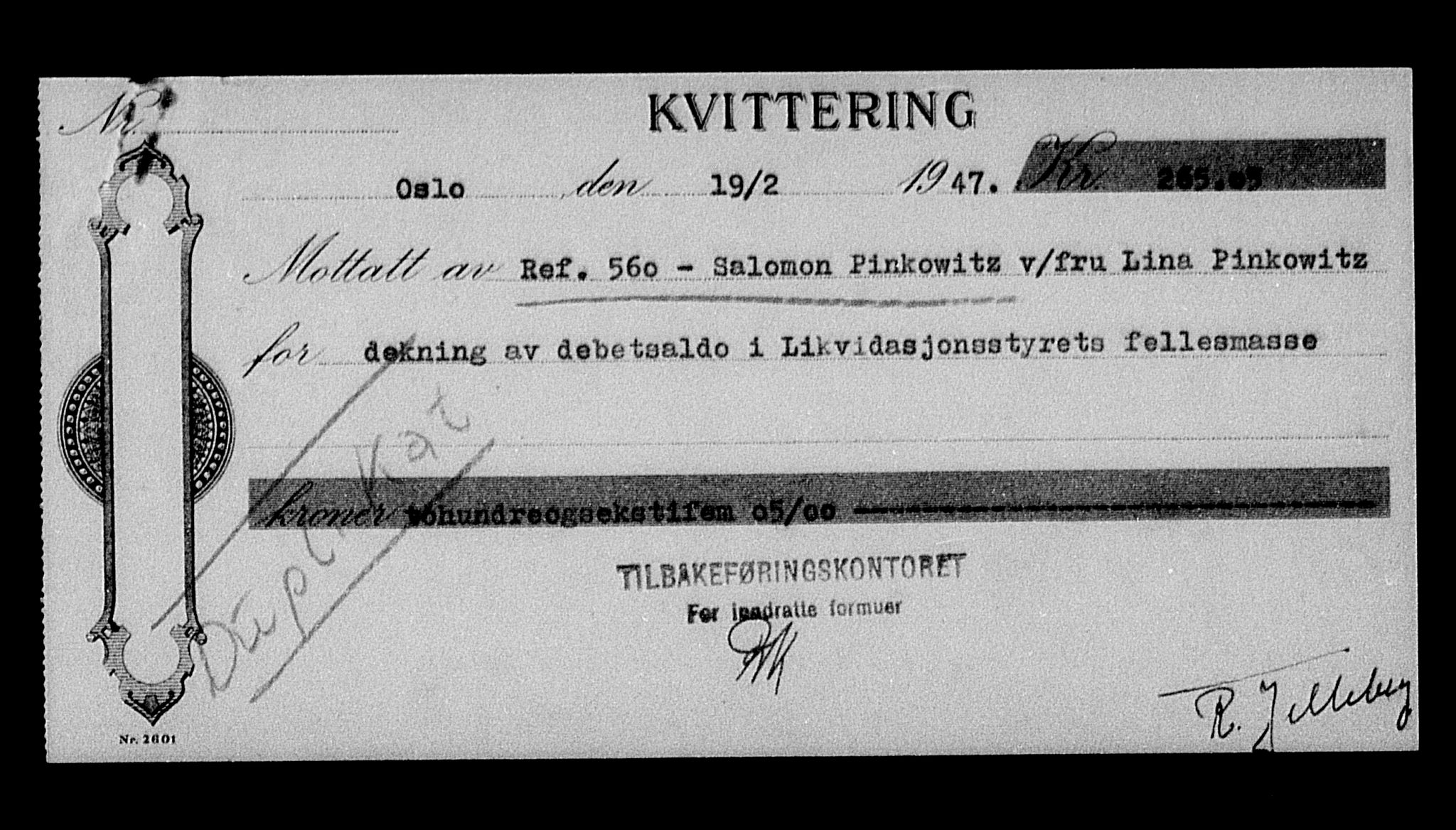 Justisdepartementet, Tilbakeføringskontoret for inndratte formuer, AV/RA-S-1564/H/Hc/Hcc/L0969: --, 1945-1947, p. 262