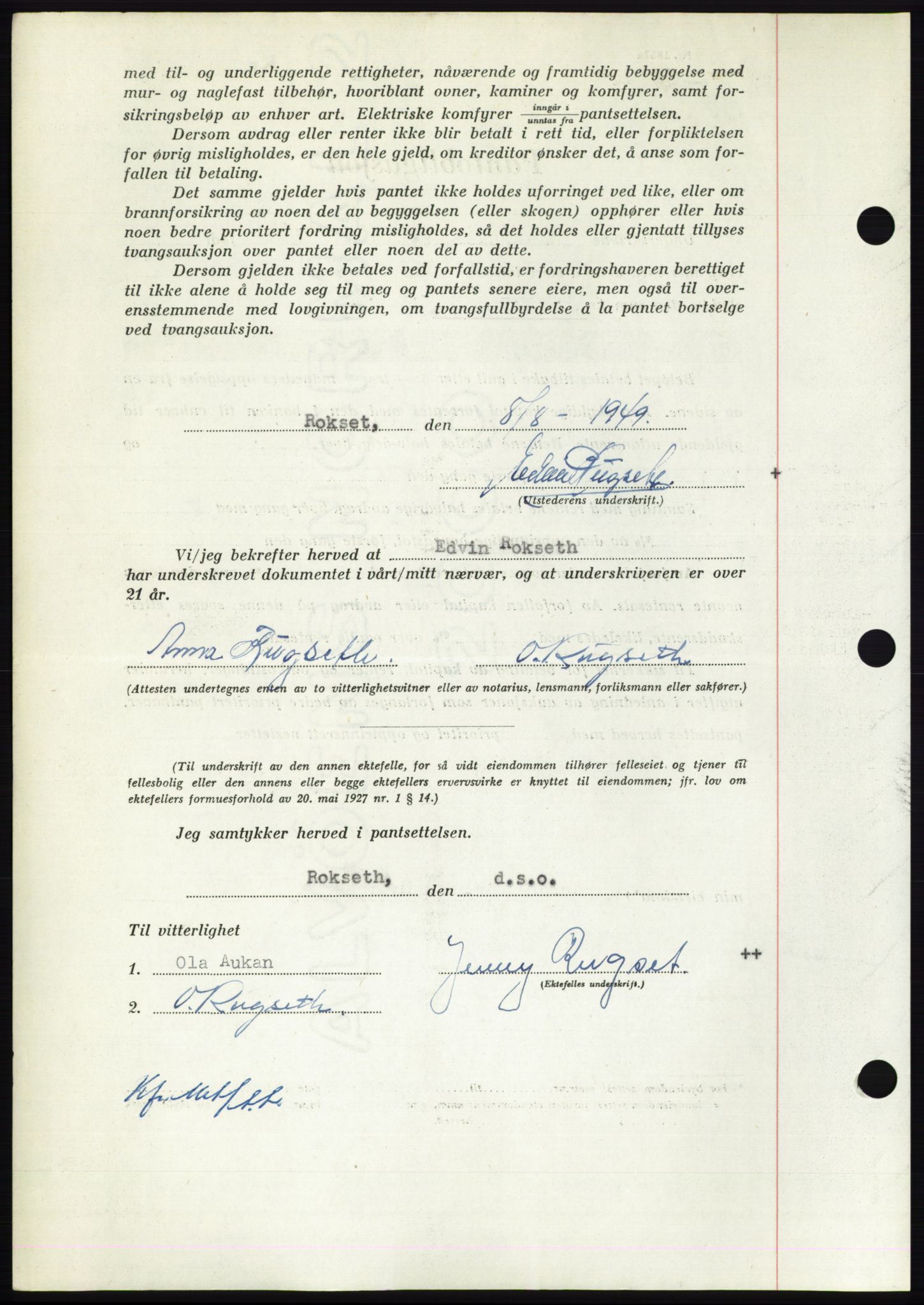 Nordmøre sorenskriveri, AV/SAT-A-4132/1/2/2Ca: Mortgage book no. B102, 1949-1949, Diary no: : 2242/1949