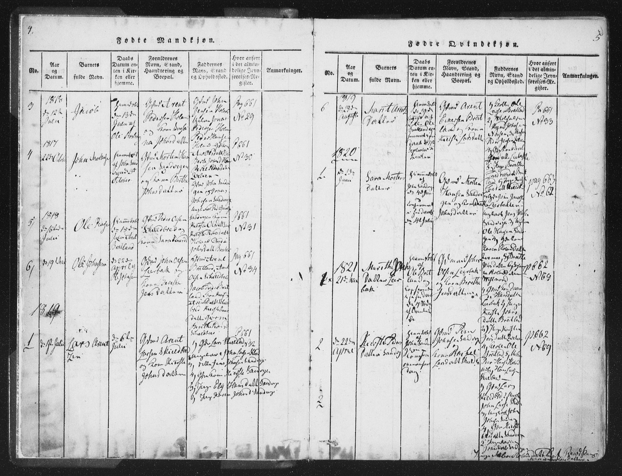 Ministerialprotokoller, klokkerbøker og fødselsregistre - Nord-Trøndelag, AV/SAT-A-1458/755/L0491: Parish register (official) no. 755A01 /1, 1817-1864, p. 4-5