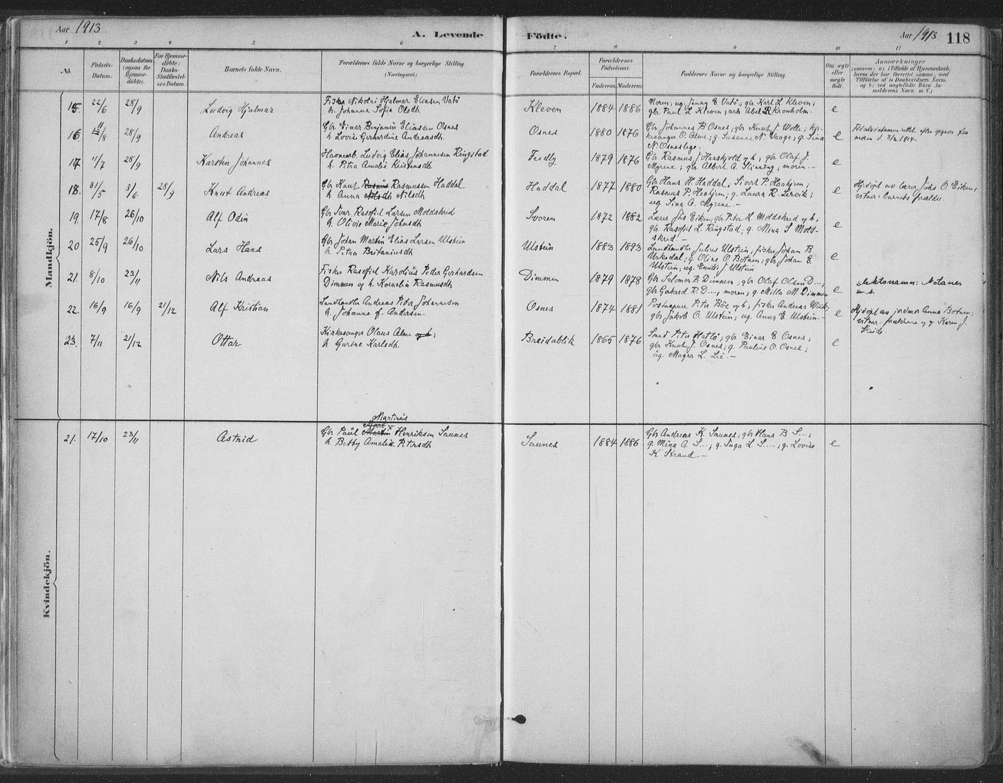 Ministerialprotokoller, klokkerbøker og fødselsregistre - Møre og Romsdal, SAT/A-1454/509/L0106: Parish register (official) no. 509A04, 1883-1922, p. 118