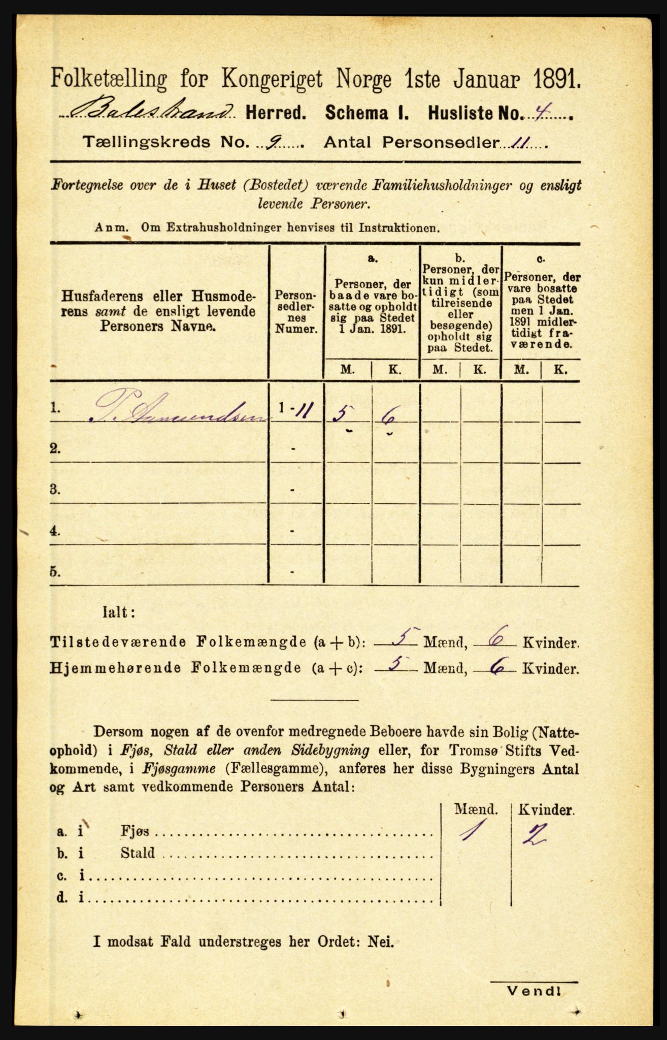 RA, 1891 census for 1418 Balestrand, 1891, p. 2017