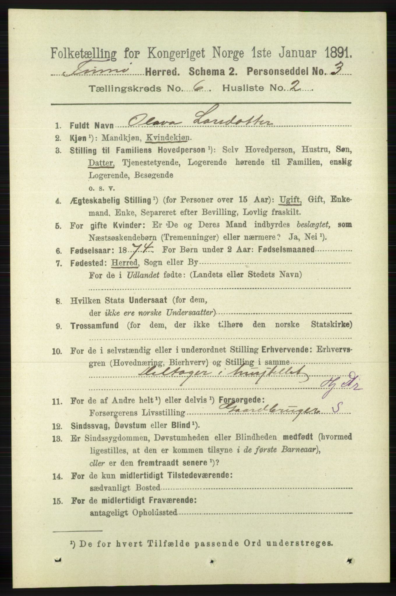 RA, 1891 census for 1141 Finnøy, 1891, p. 1290