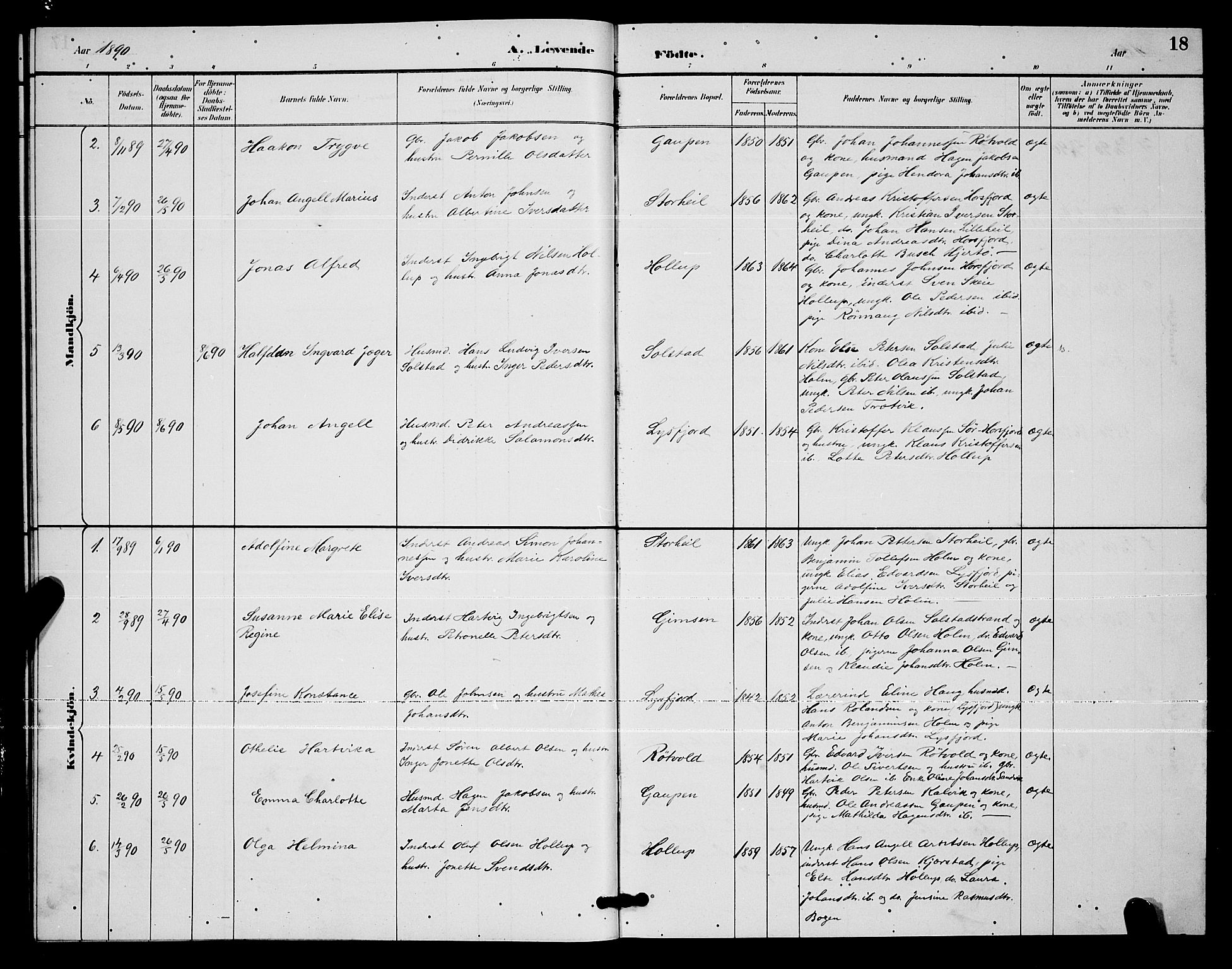 Ministerialprotokoller, klokkerbøker og fødselsregistre - Nordland, AV/SAT-A-1459/811/L0169: Parish register (copy) no. 811C01, 1884-1894, p. 18