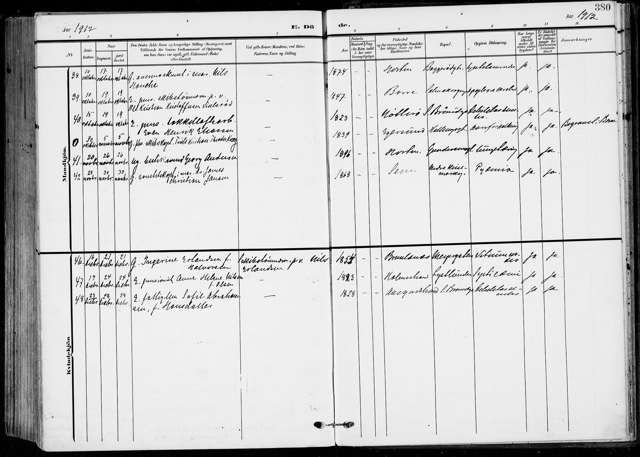 Horten kirkebøker, AV/SAKO-A-348/F/Fa/L0006: Parish register (official) no. 6, 1905-1912, p. 380