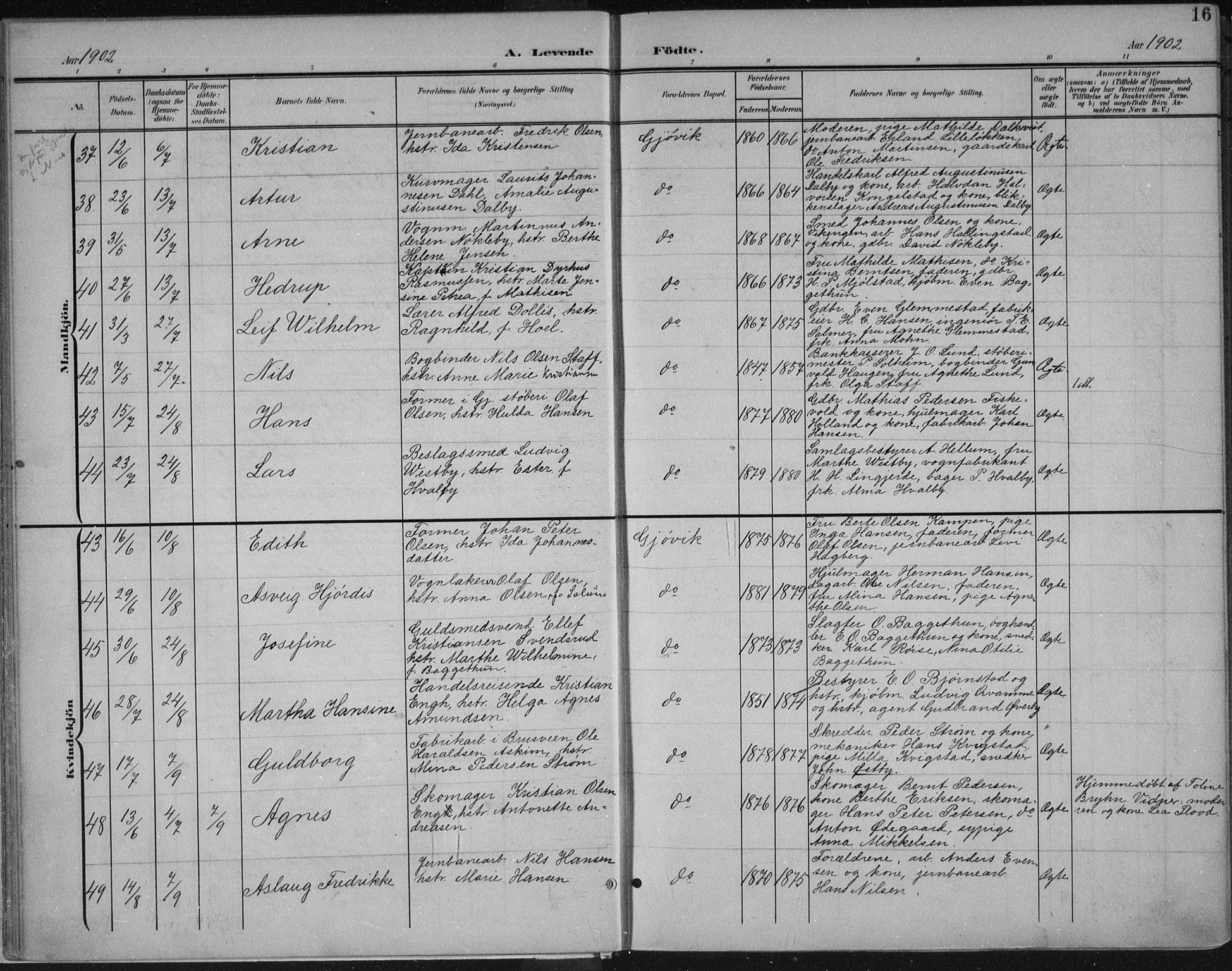 Vardal prestekontor, SAH/PREST-100/H/Ha/Haa/L0013: Parish register (official) no. 13, 1901-1911, p. 16