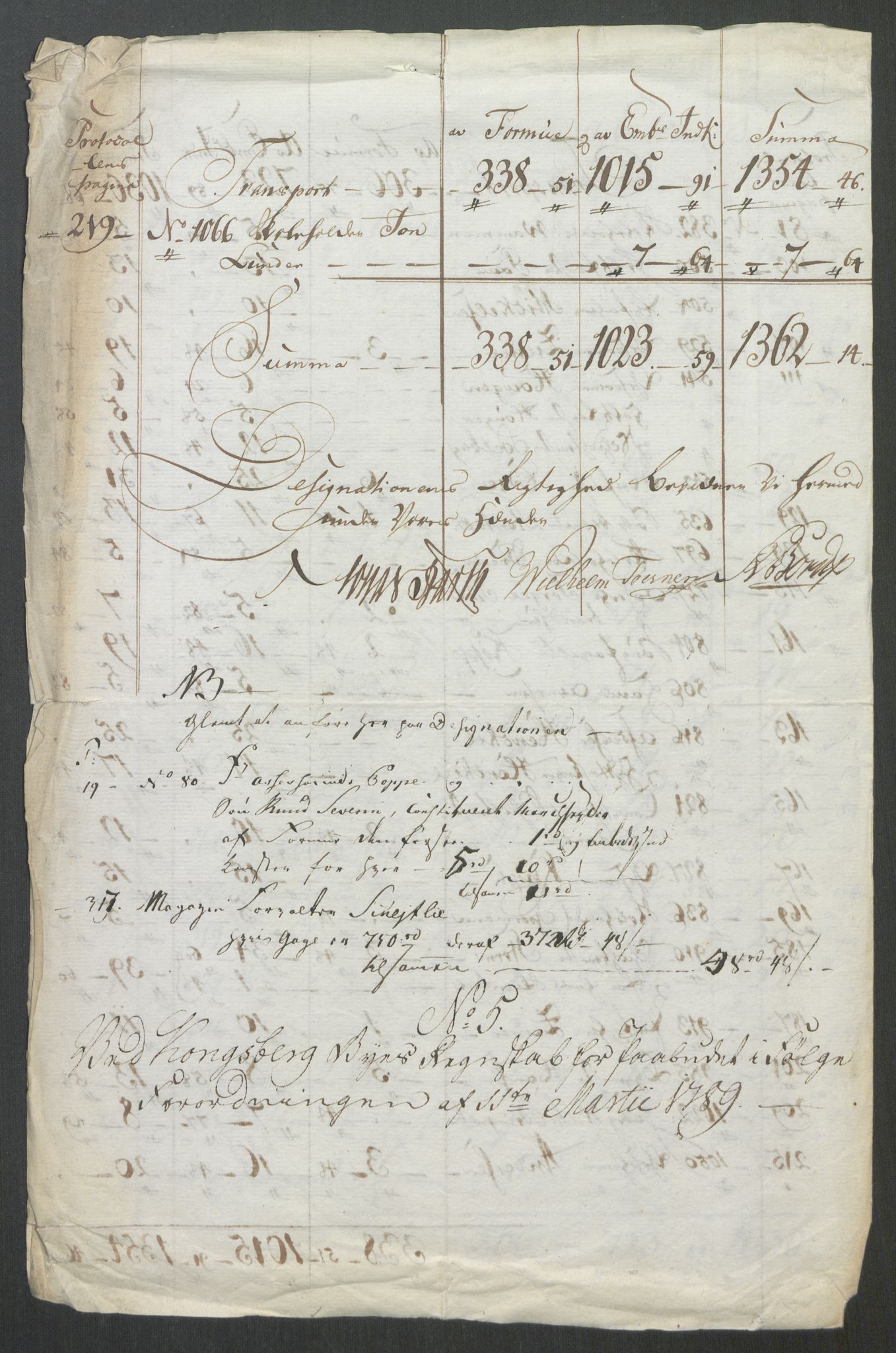 Rentekammeret inntil 1814, Reviderte regnskaper, Mindre regnskaper, AV/RA-EA-4068/Rf/Rfe/L0019: Jæren og Dalane fogderi, Kongsberg, 1789, p. 237