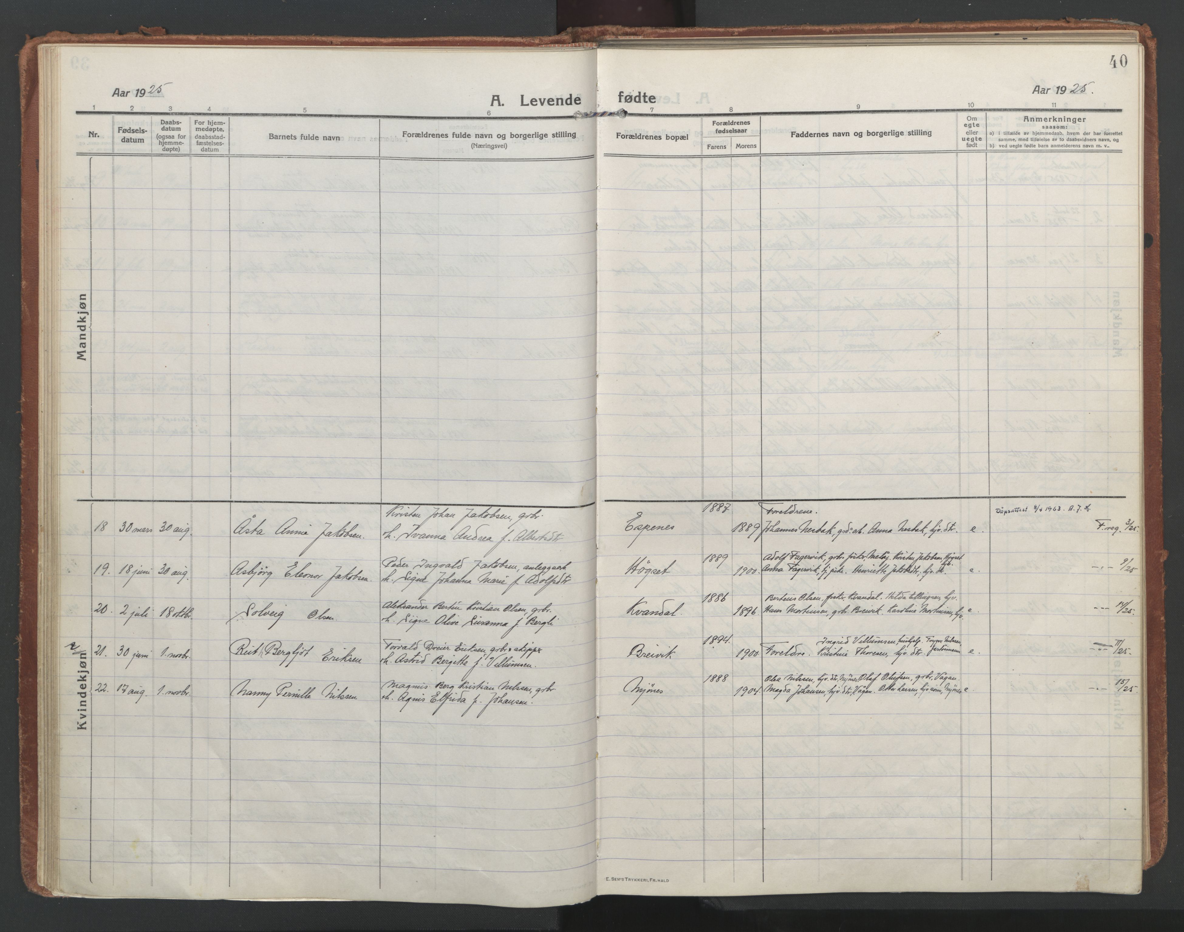 Ministerialprotokoller, klokkerbøker og fødselsregistre - Nordland, AV/SAT-A-1459/852/L0748: Parish register (official) no. 852A18, 1913-1932, p. 40