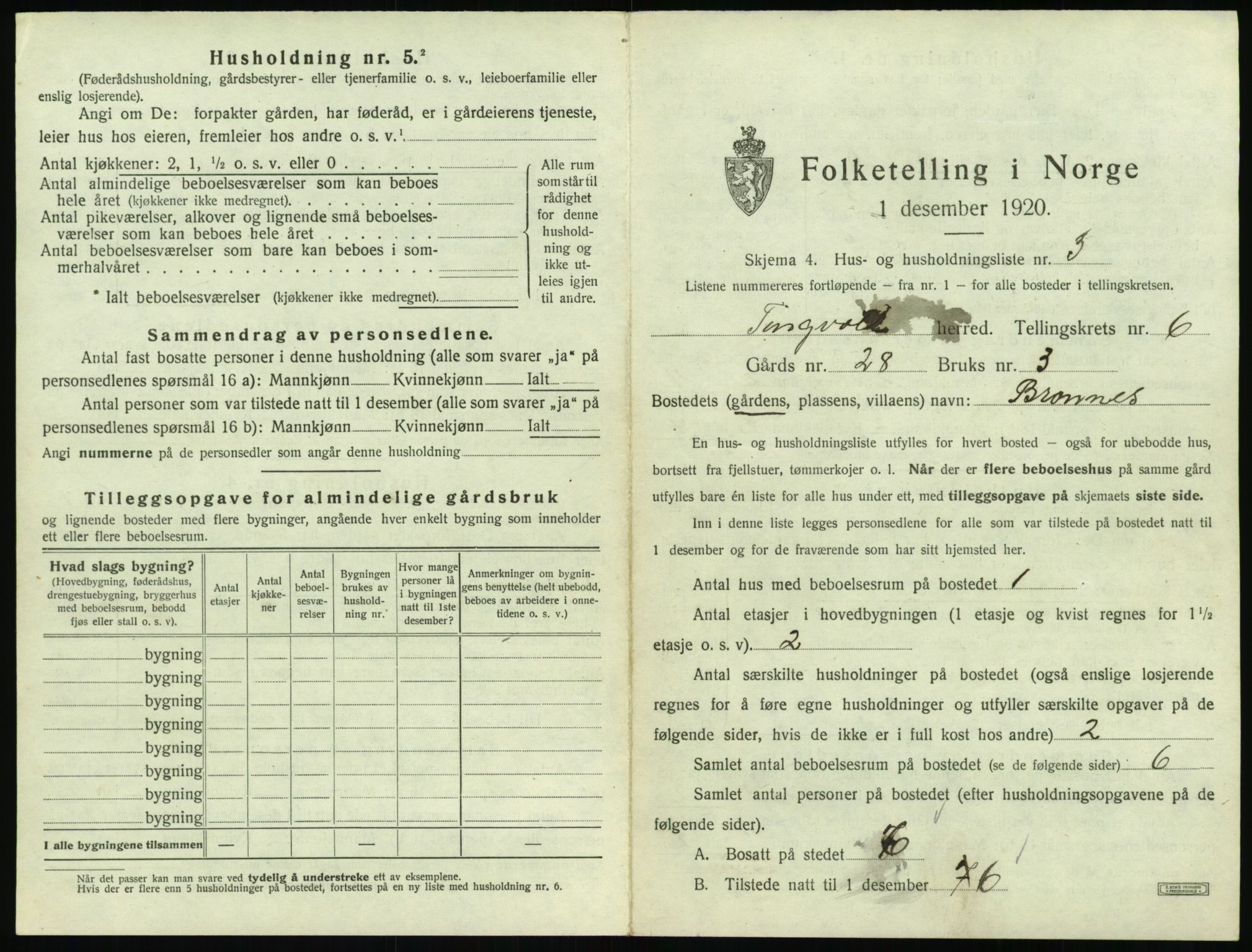 SAT, 1920 census for Tingvoll, 1920, p. 300