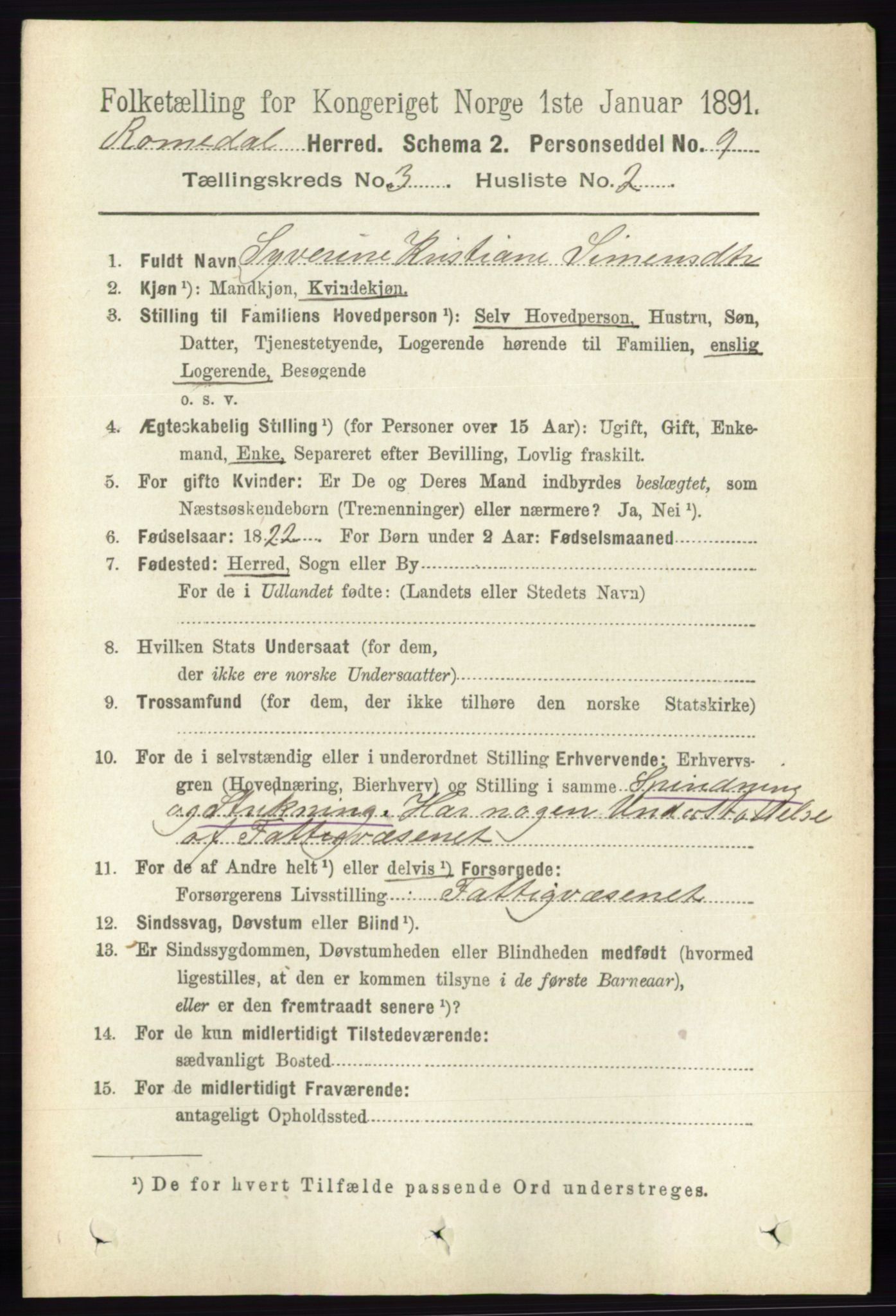 RA, 1891 census for 0416 Romedal, 1891, p. 1434