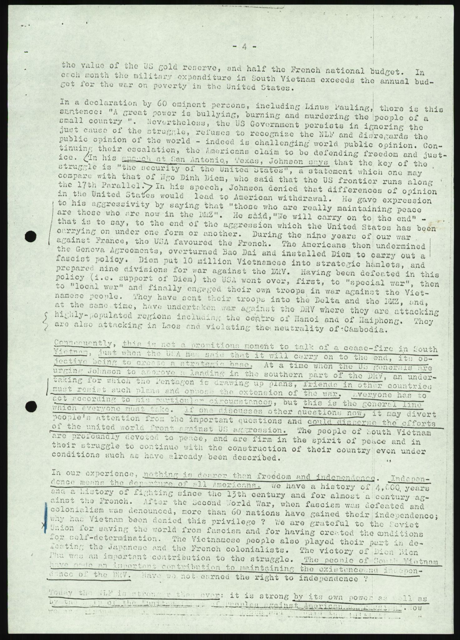 Utenriksdepartementet, hovedarkiv, AV/RA-S-6794/D/Da/Daa/L0969/0001: Verdenspolitikk. Fremmede staters politikk. Generelt / Sør-Vietnam: Nobelpristakeres fredsaksjoner (2 mapper), 1967-1969, p. 32