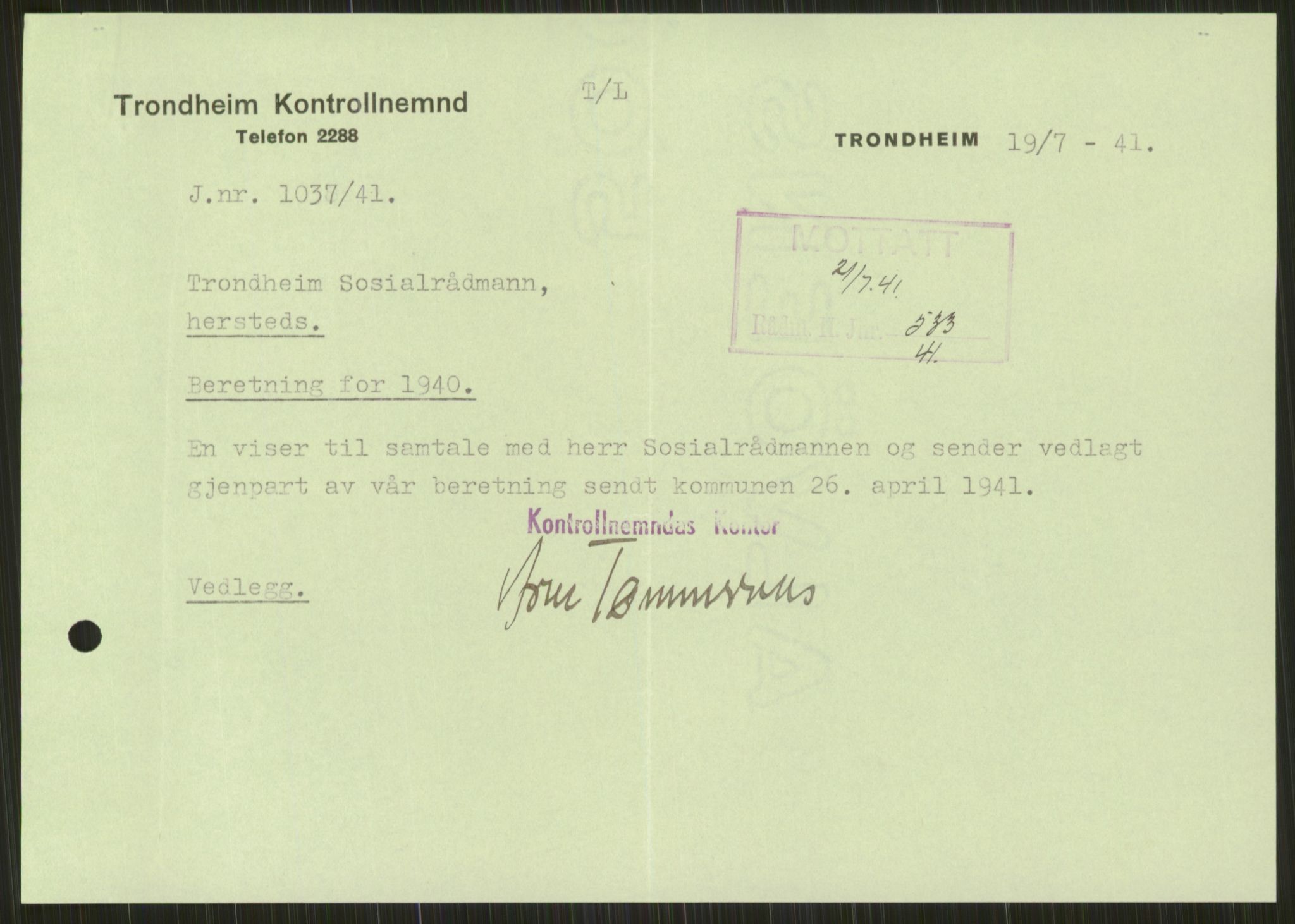 Forsvaret, Forsvarets krigshistoriske avdeling, RA/RAFA-2017/Y/Ya/L0016: II-C-11-31 - Fylkesmenn.  Rapporter om krigsbegivenhetene 1940., 1940, p. 229