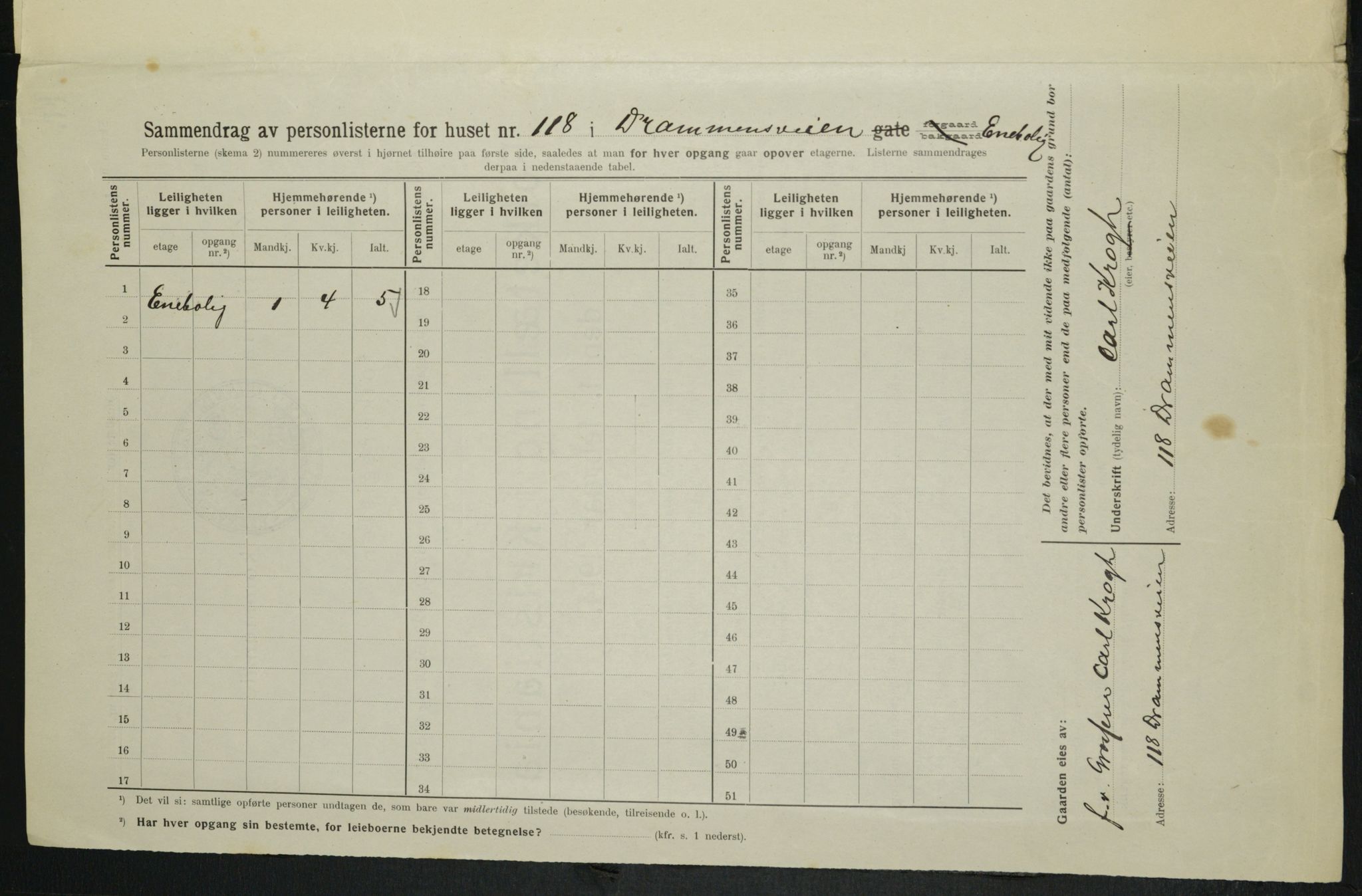 OBA, Municipal Census 1914 for Kristiania, 1914, p. 17298