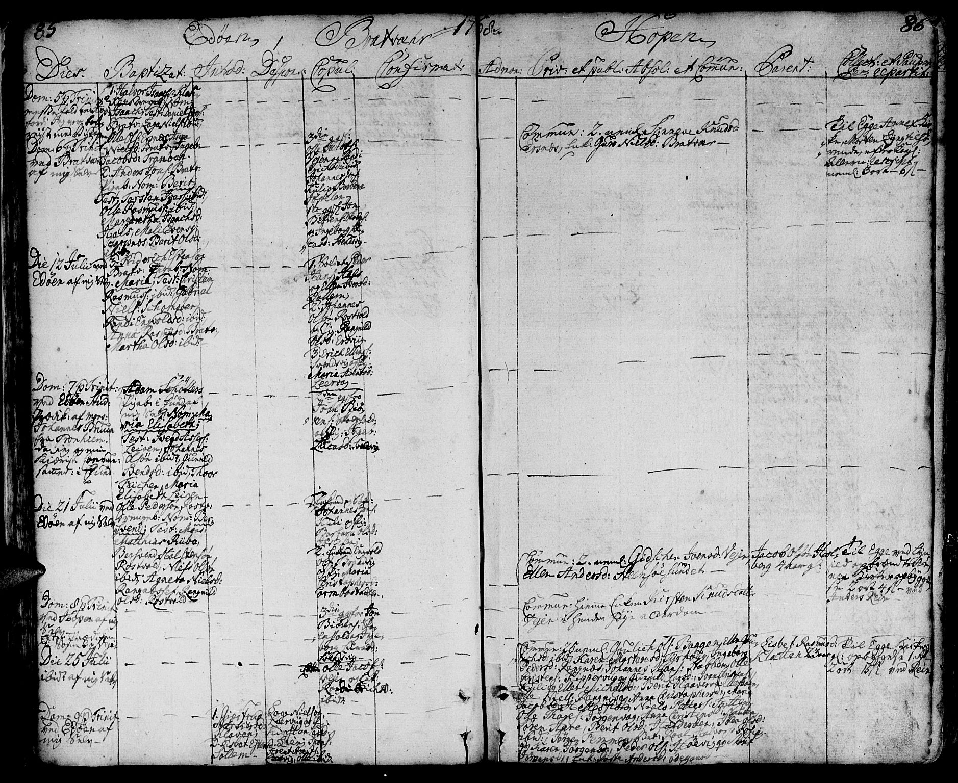 Ministerialprotokoller, klokkerbøker og fødselsregistre - Møre og Romsdal, AV/SAT-A-1454/581/L0932: Parish register (official) no. 581A02, 1767-1823, p. 85-86