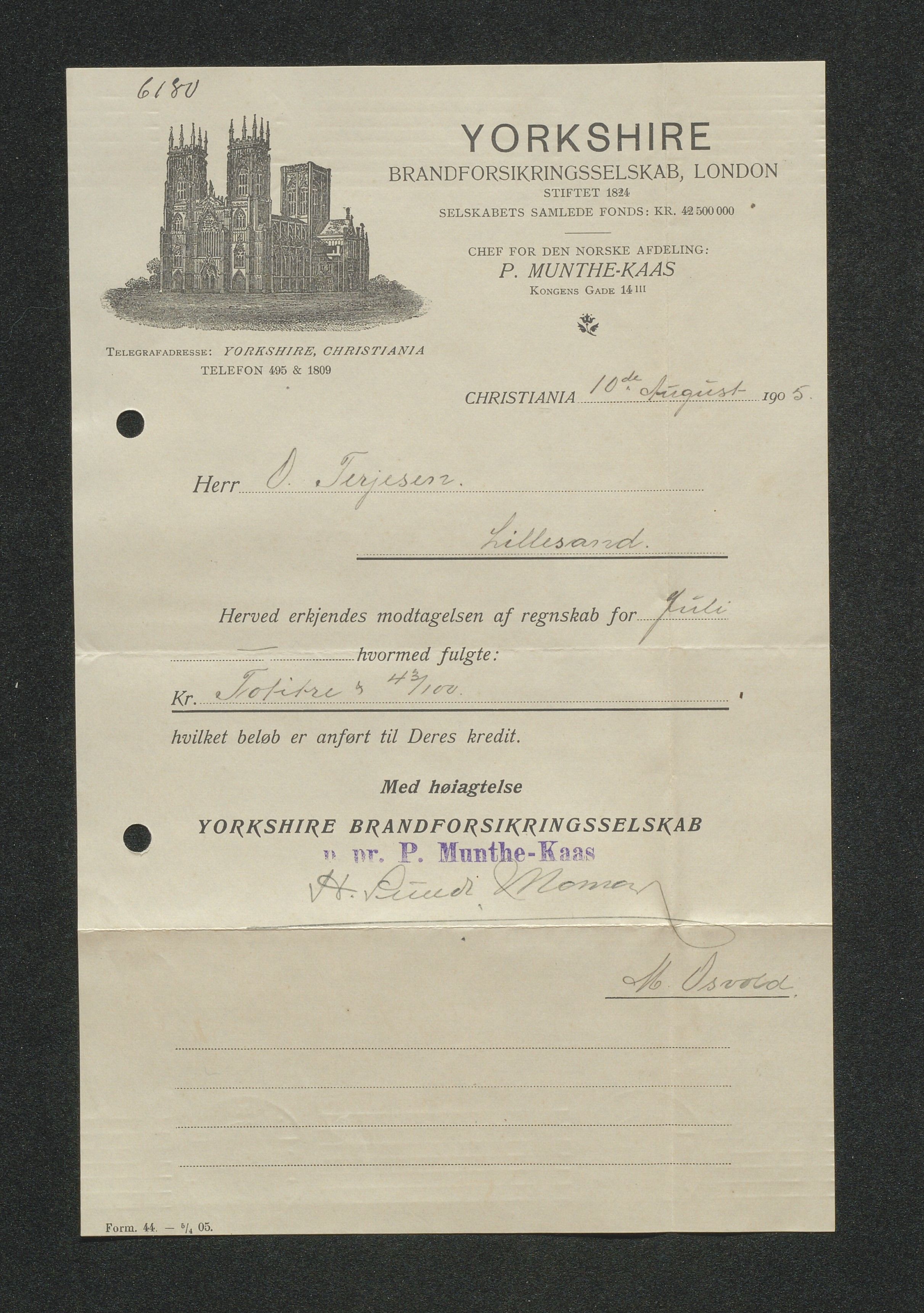 O. Terjesens rederi, AAKS/PA-2525/E/E01/L0013: Korrespondanse, 1904-1905