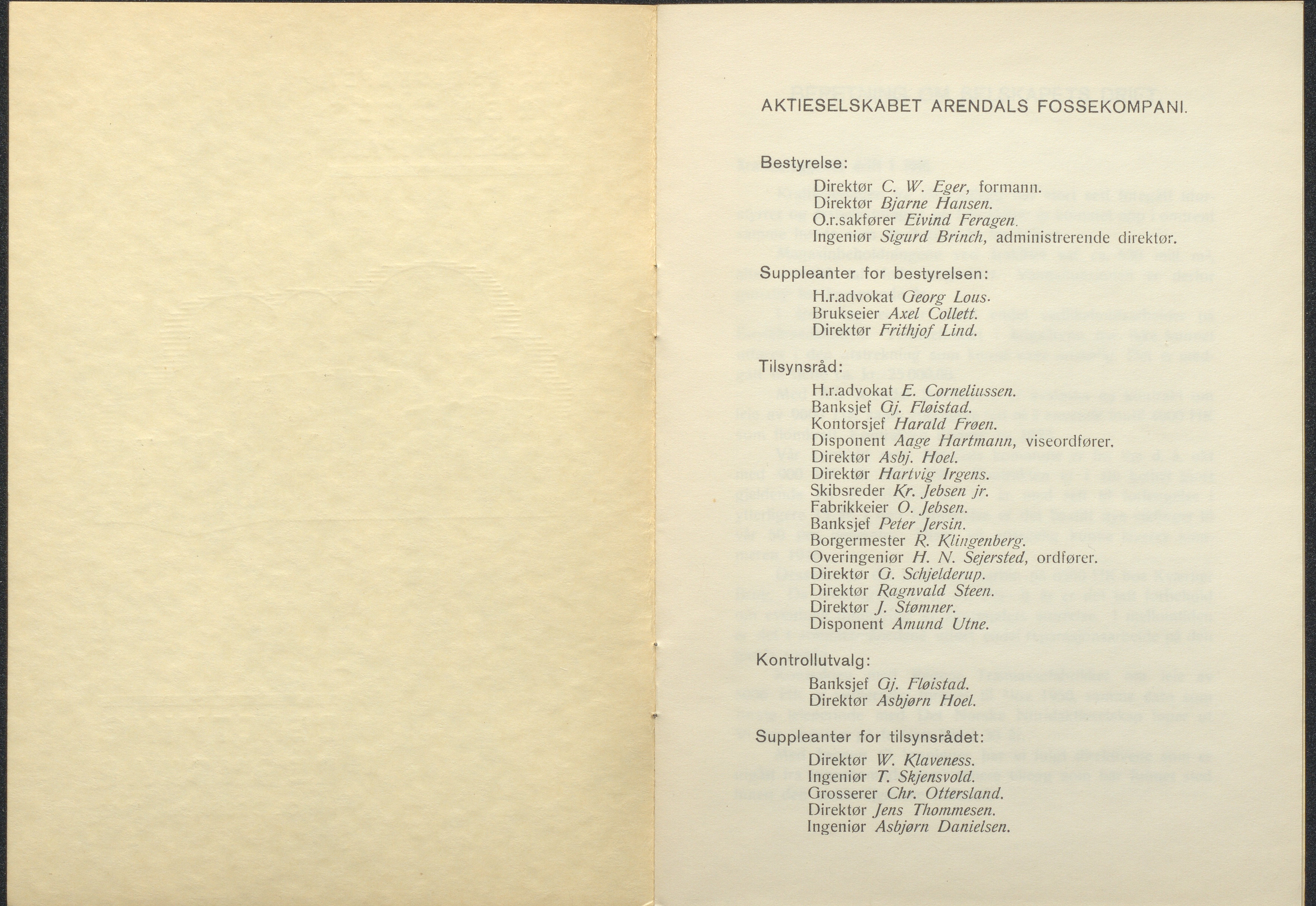 Arendals Fossekompani, AAKS/PA-2413/X/X01/L0001/0012: Beretninger, regnskap, balansekonto, gevinst- og tapskonto / Beretning, regnskap 1945 - 1962, 1945-1962, p. 8