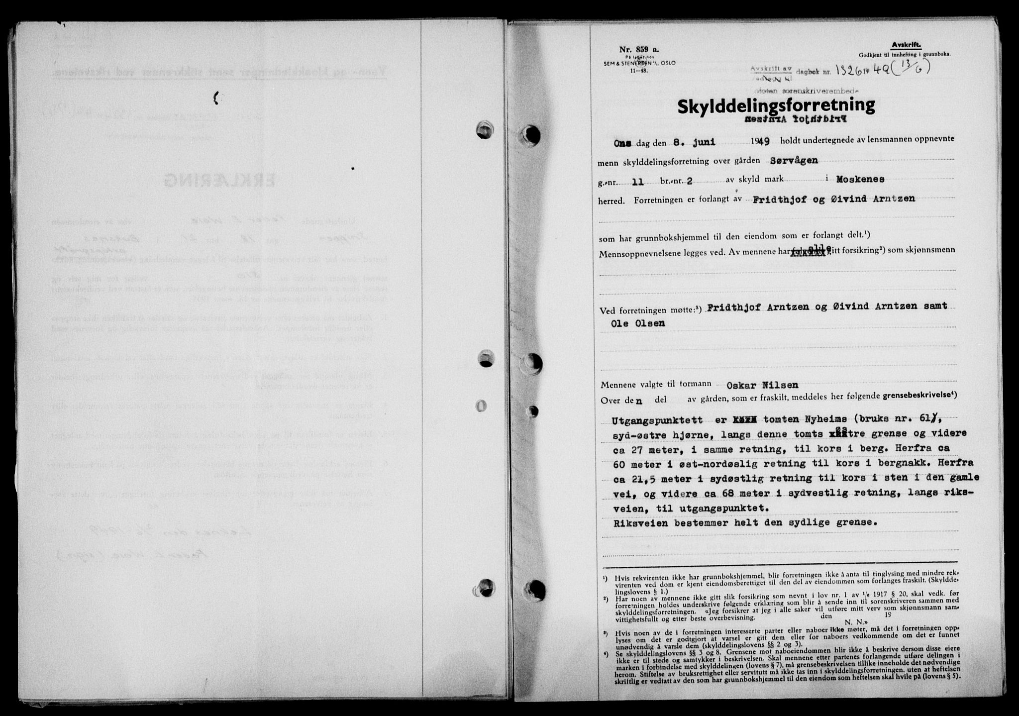 Lofoten sorenskriveri, SAT/A-0017/1/2/2C/L0021a: Mortgage book no. 21a, 1949-1949, Diary no: : 1326/1949