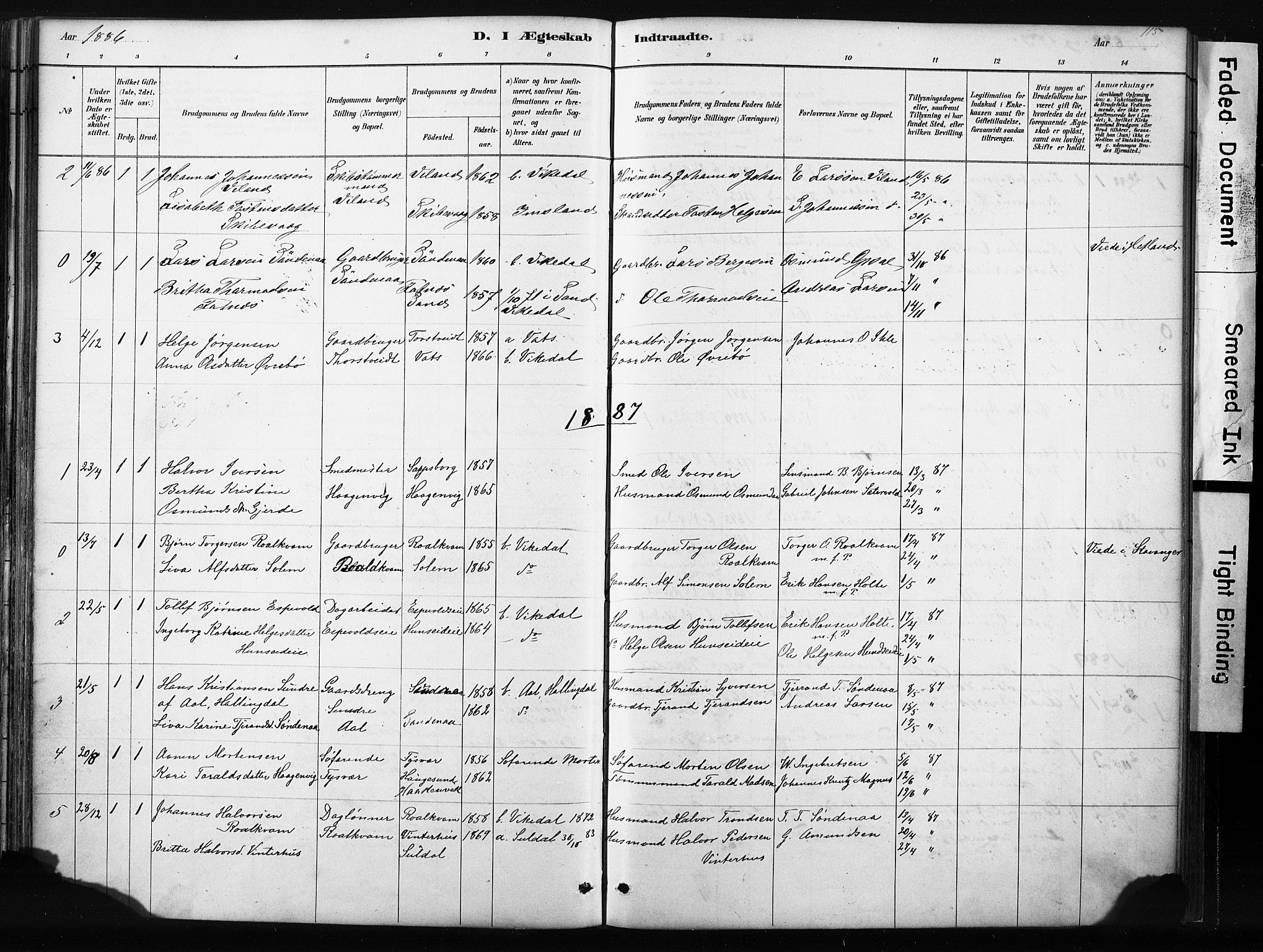 Vikedal sokneprestkontor, AV/SAST-A-101840/01/IV: Parish register (official) no. A 10, 1884-1907, p. 115