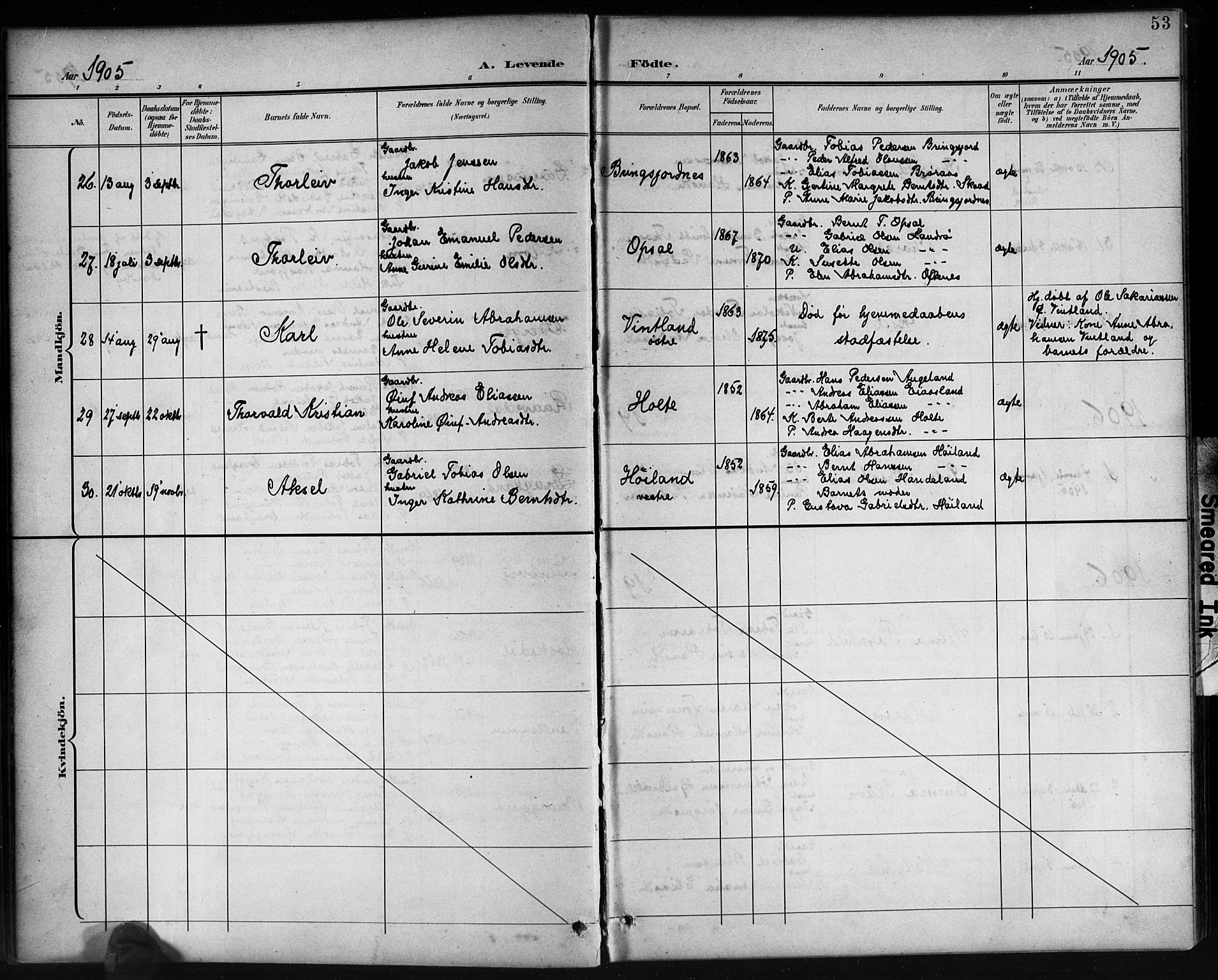 Lyngdal sokneprestkontor, AV/SAK-1111-0029/F/Fb/Fbc/L0005: Parish register (copy) no. B 5, 1897-1913, p. 53