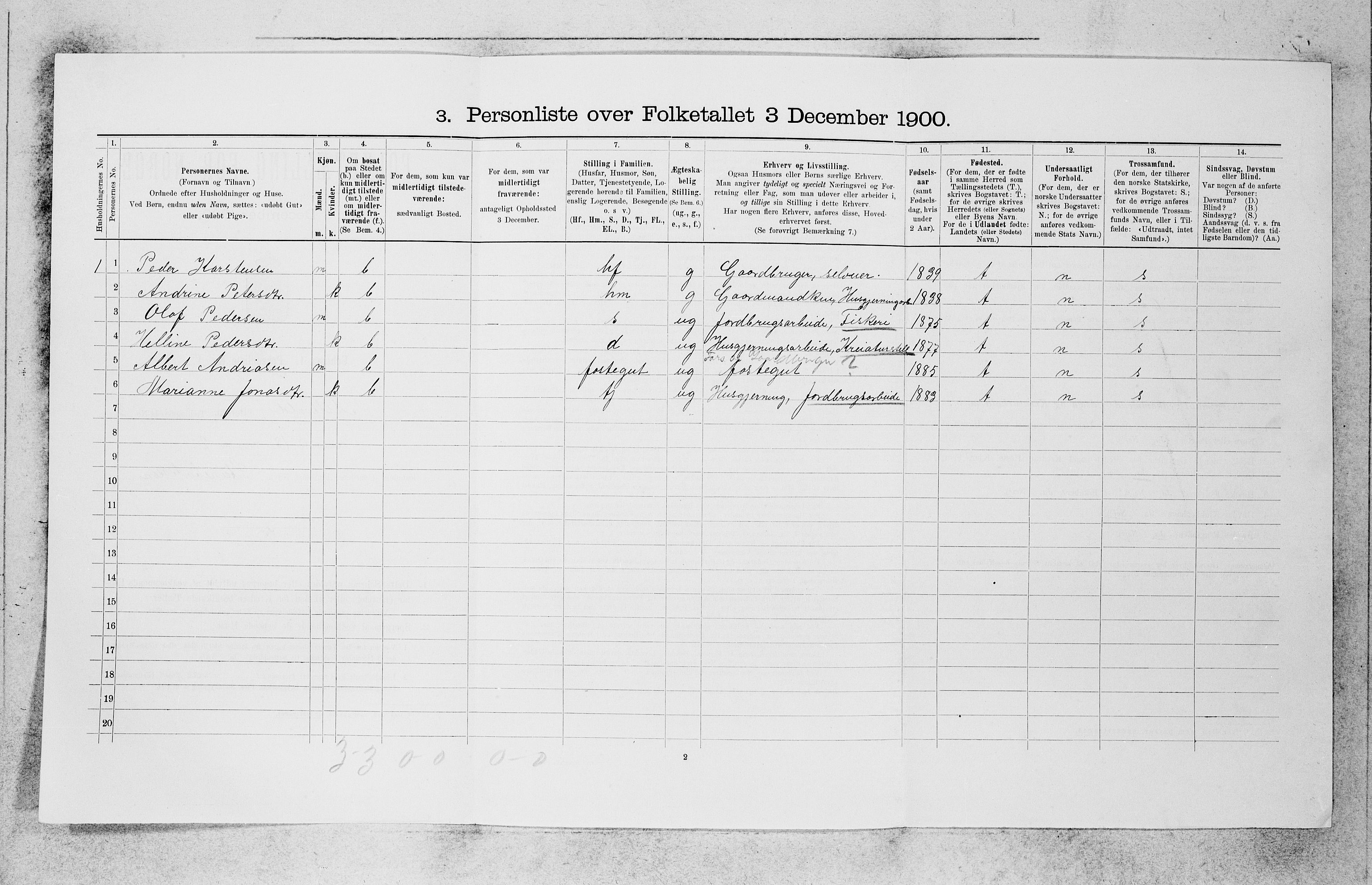 SAB, 1900 census for Askvoll, 1900, p. 218