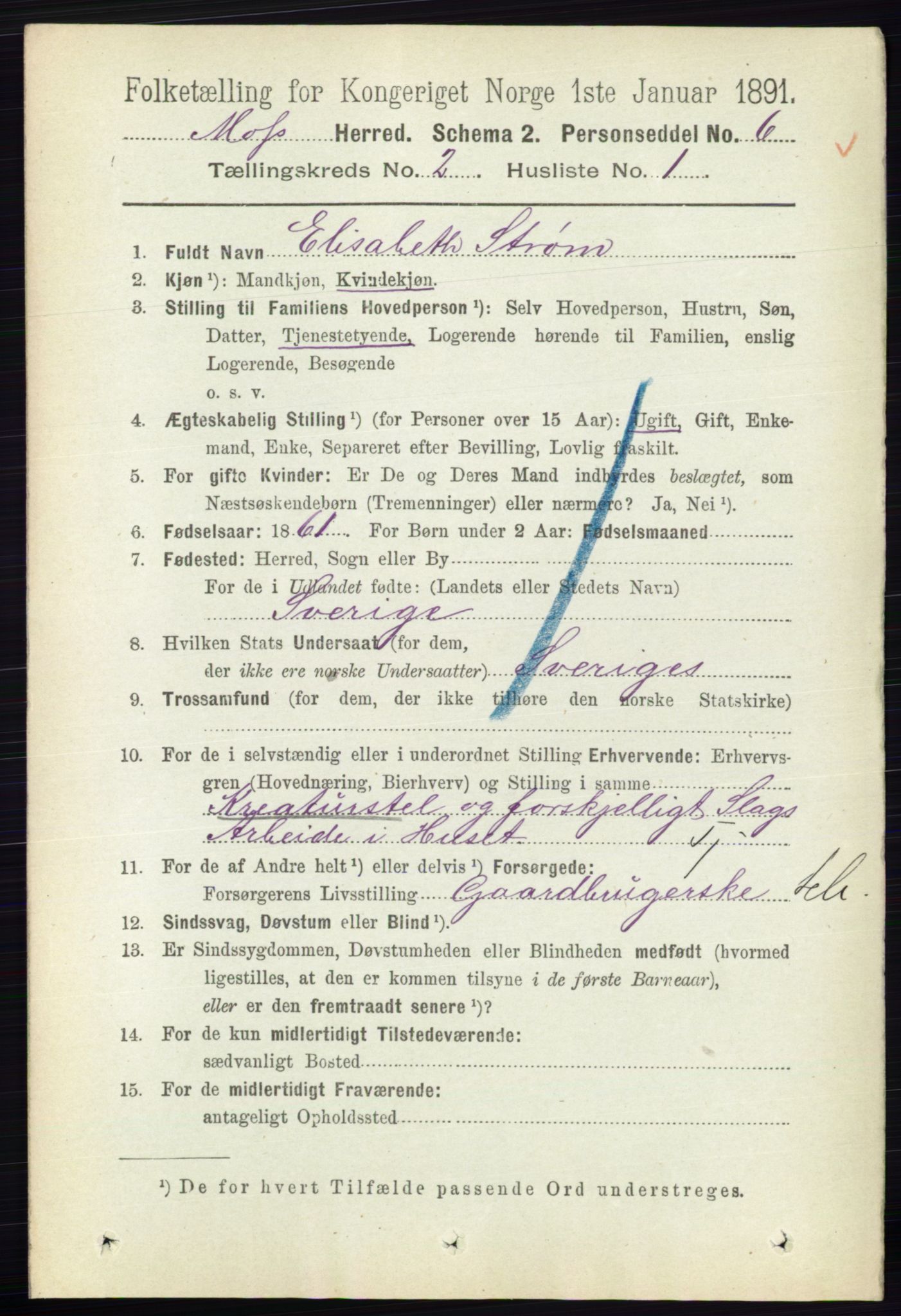 RA, 1891 Census for 0194 Moss, 1891, p. 853