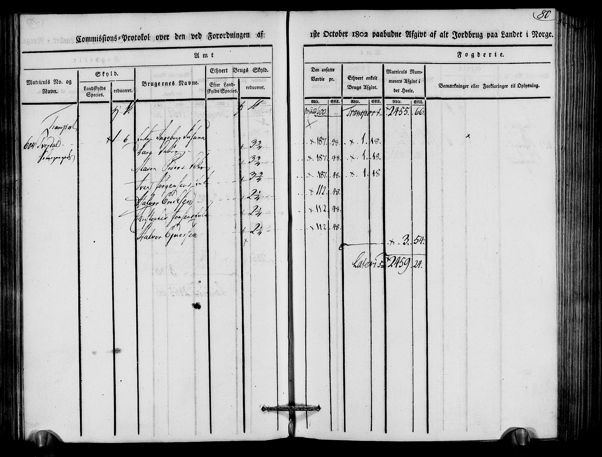 Rentekammeret inntil 1814, Realistisk ordnet avdeling, AV/RA-EA-4070/N/Ne/Nea/L0079: Nedenes fogderi. Kommisjonsprotokoll "Nr. 2", for Strengereid skipreide, 1803, p. 80