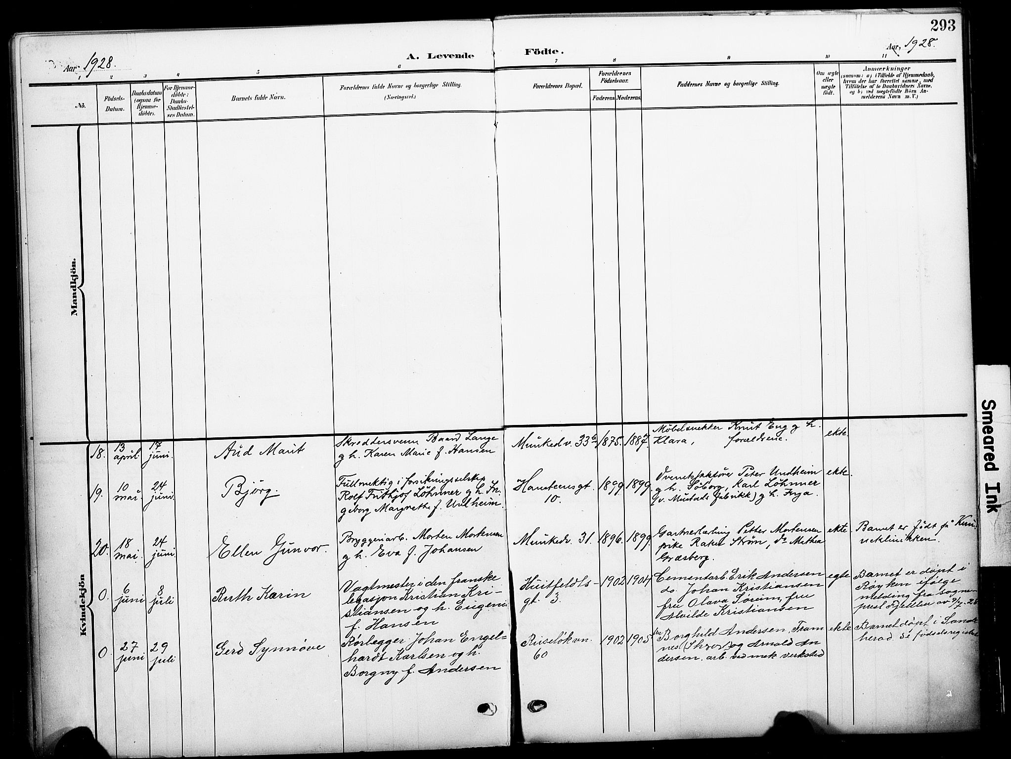 Johannes prestekontor Kirkebøker, AV/SAO-A-10852/F/Fa/L0009: Parish register (official) no. 9, 1905-1929, p. 293