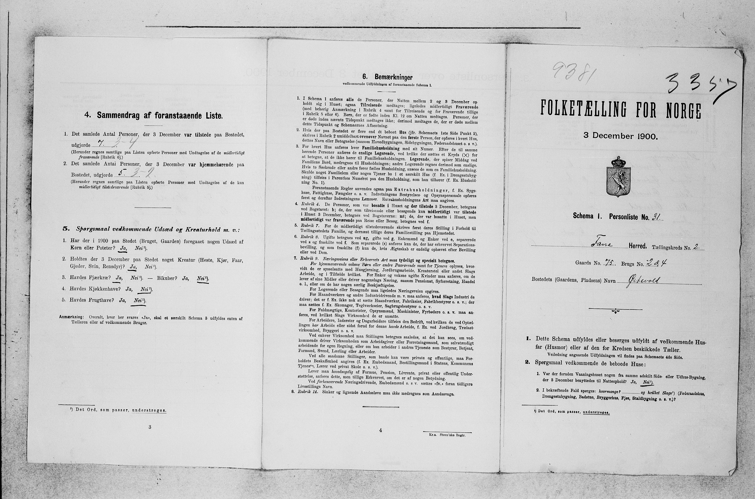 SAB, 1900 census for Fana, 1900, p. 42