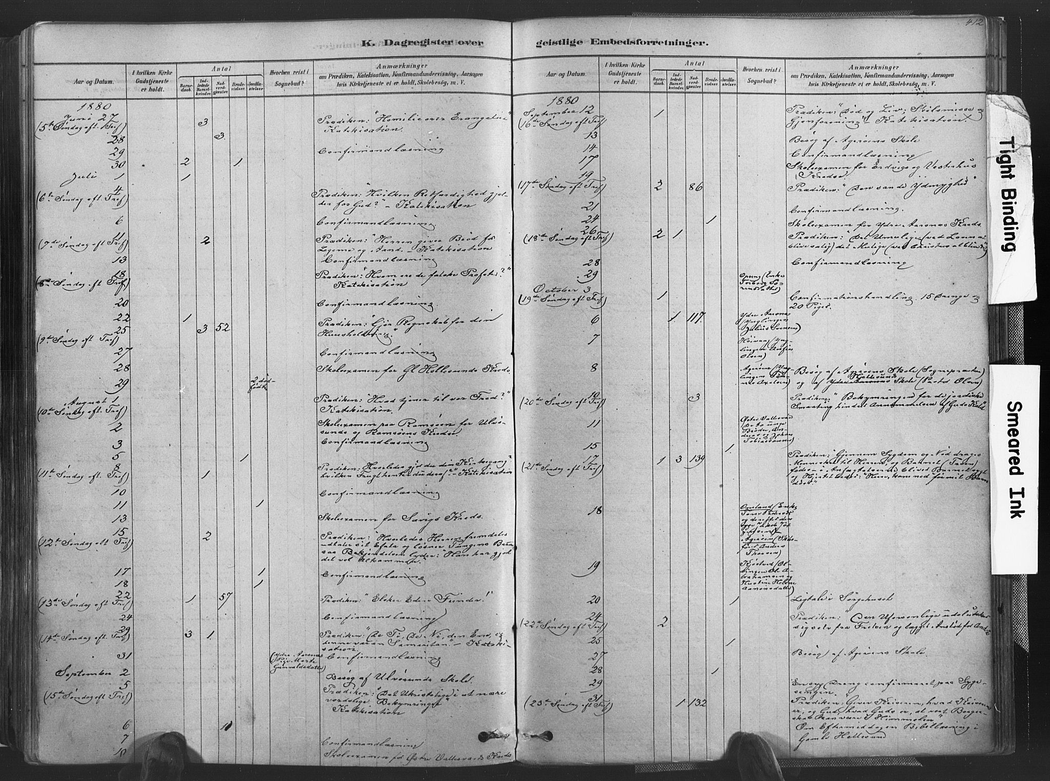 Høvåg sokneprestkontor, AV/SAK-1111-0025/F/Fa/L0005: Parish register (official) no. A 5, 1878-1893, p. 412