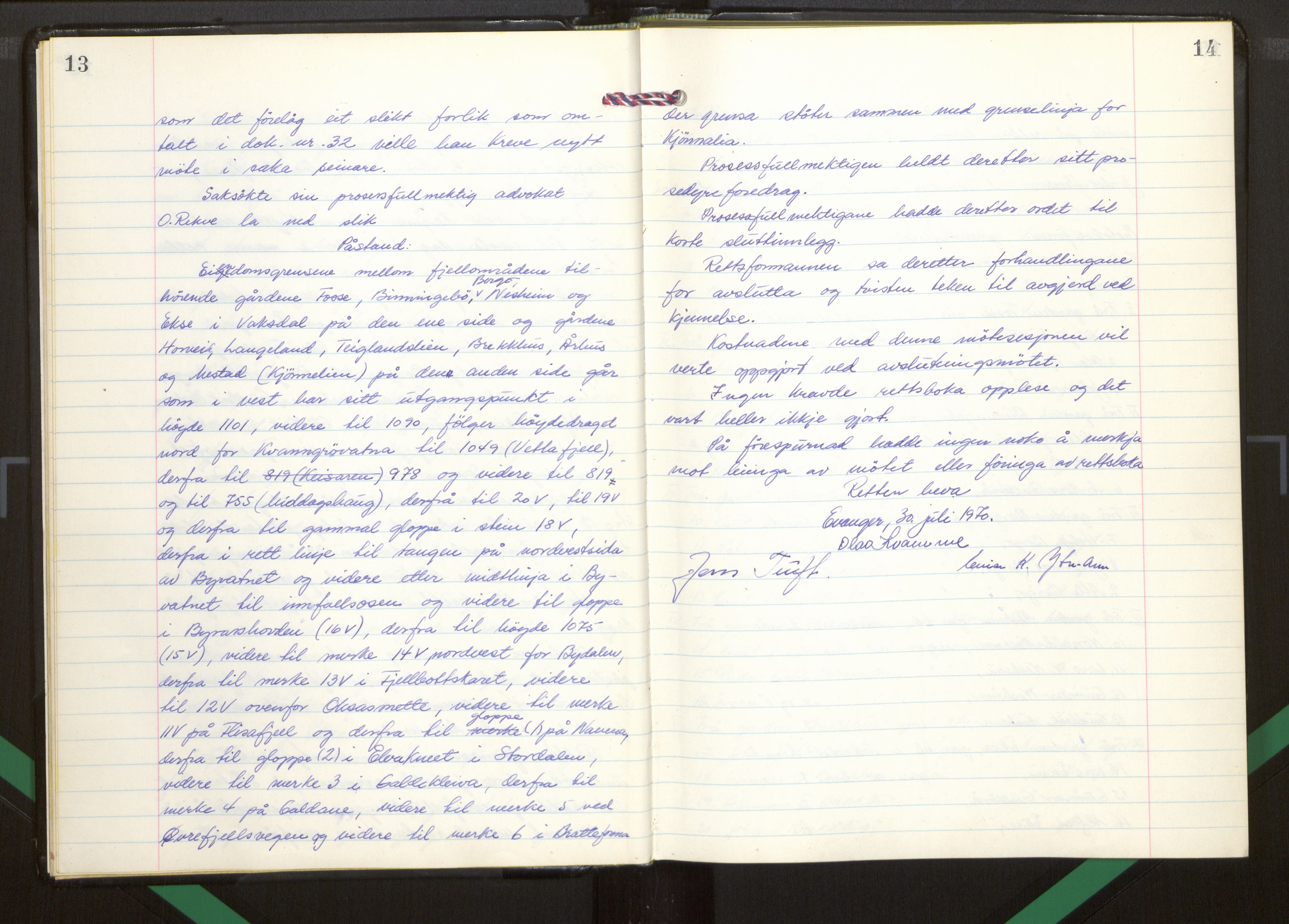 Hordaland jordskiftedøme - I Nordhordland jordskiftedistrikt, AV/SAB-A-6801/A/Aa/L0059: Forhandlingsprotokoll, 1970-1973, p. 13-14