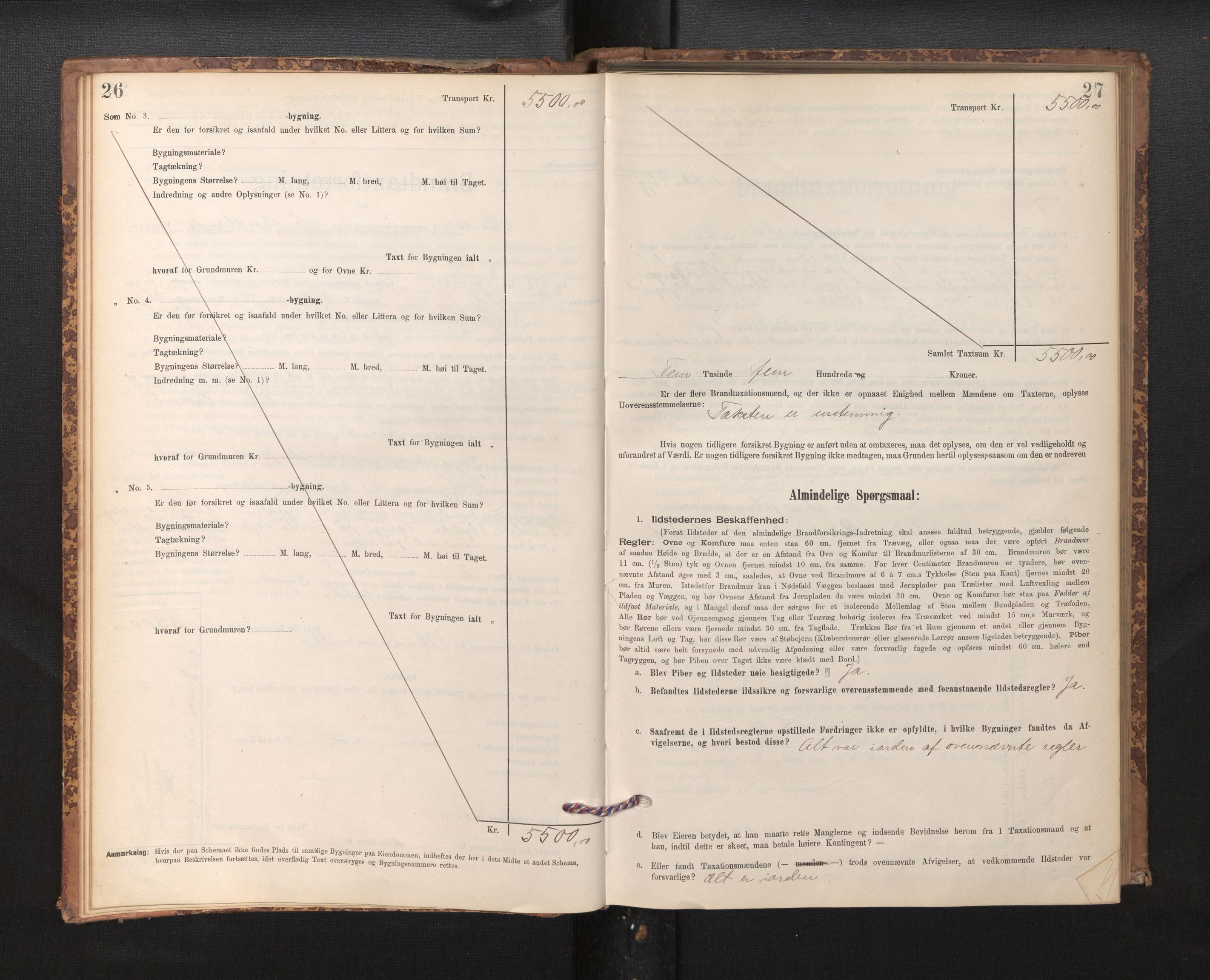Lensmannen i Stord, SAB/A-35001/0012/L0002: Branntakstprotokoll, skjematakst, 1897-1922, p. 26-27