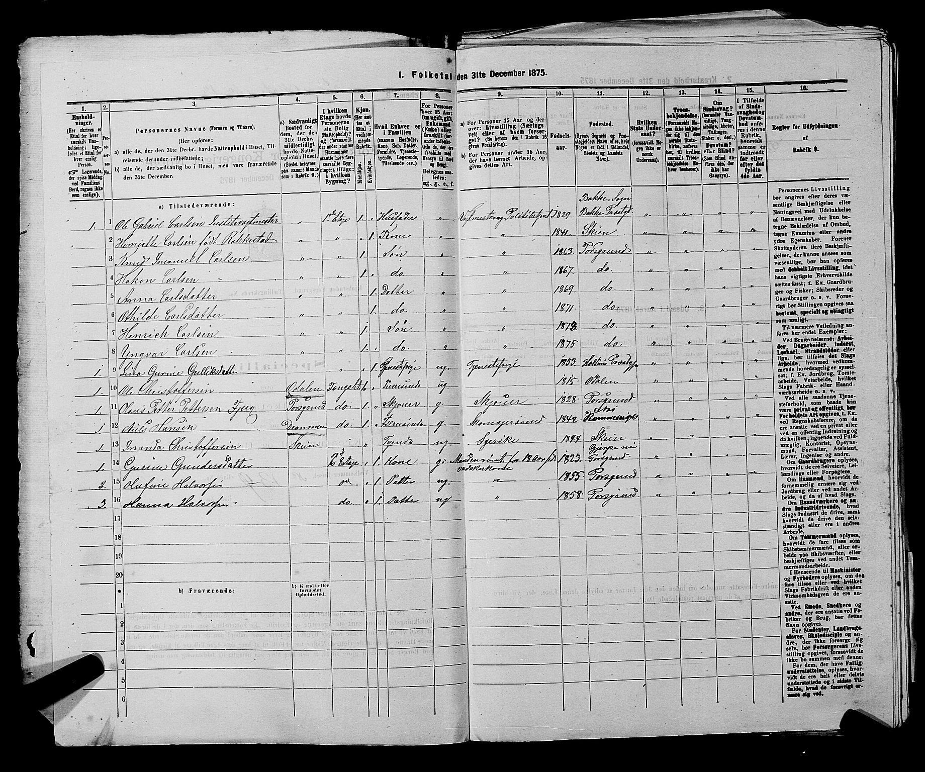 SAKO, 1875 census for 0805P Porsgrunn, 1875, p. 323