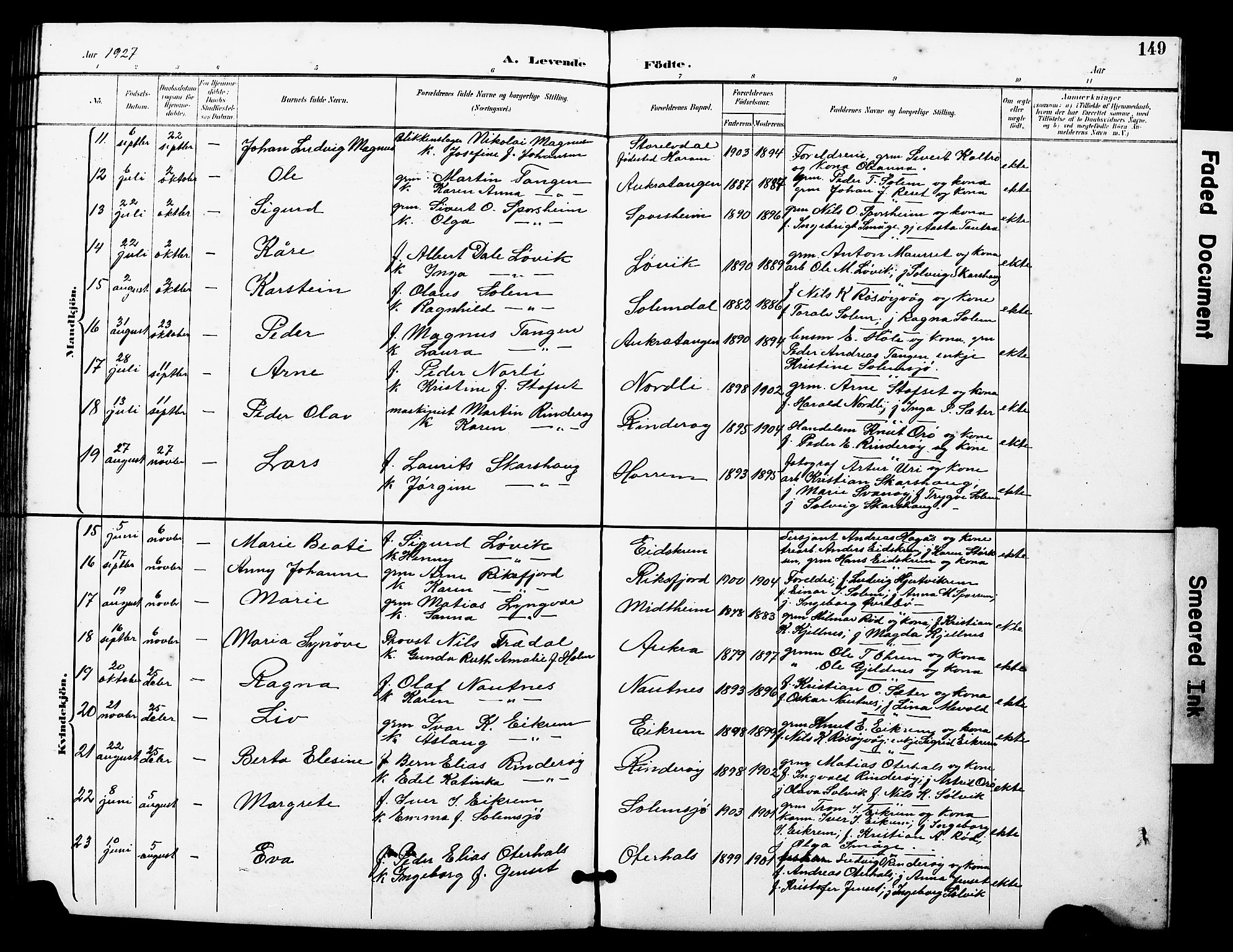 Ministerialprotokoller, klokkerbøker og fødselsregistre - Møre og Romsdal, AV/SAT-A-1454/560/L0725: Parish register (copy) no. 560C02, 1895-1930, p. 149