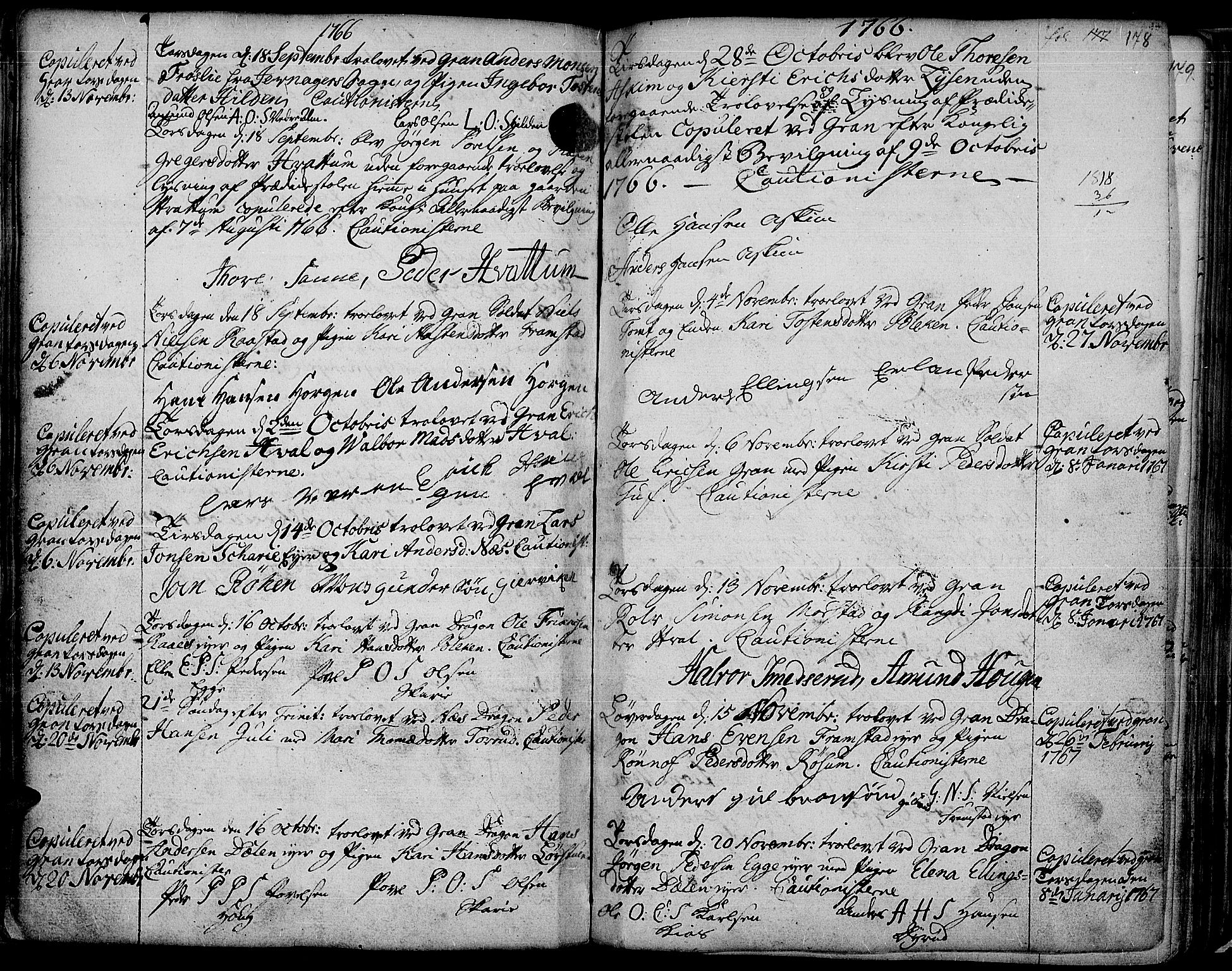 Gran prestekontor, AV/SAH-PREST-112/H/Ha/Haa/L0004: Parish register (official) no. 4, 1759-1775, p. 178