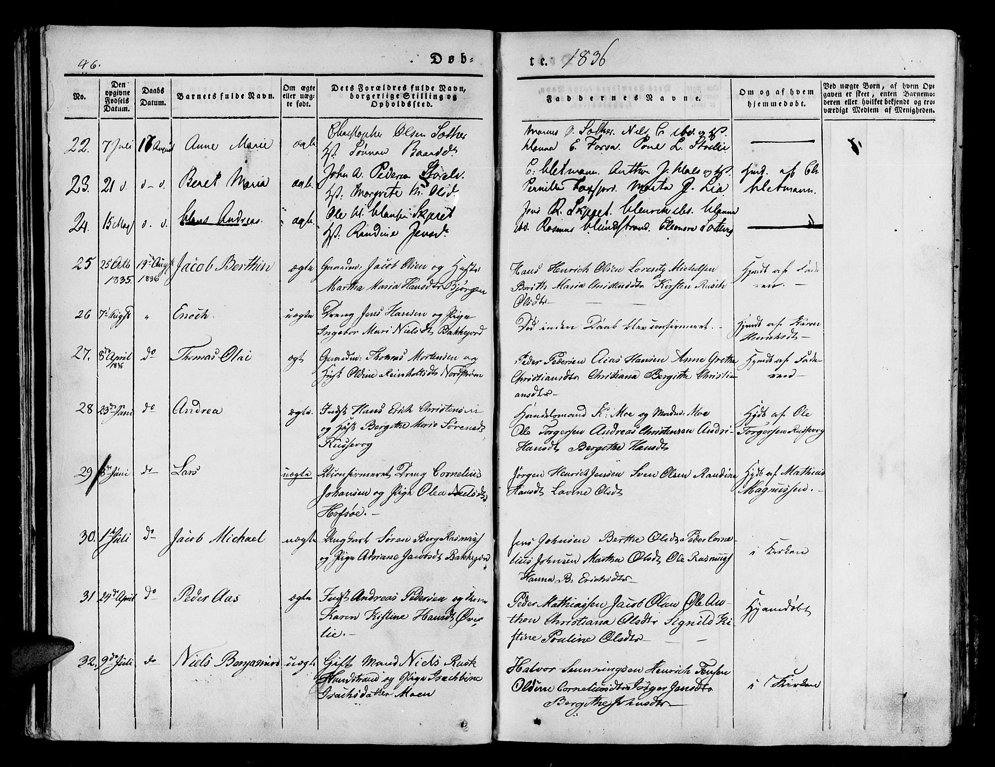 Tranøy sokneprestkontor, SATØ/S-1313/I/Ia/Iaa/L0005kirke: Parish register (official) no. 5, 1829-1844, p. 46