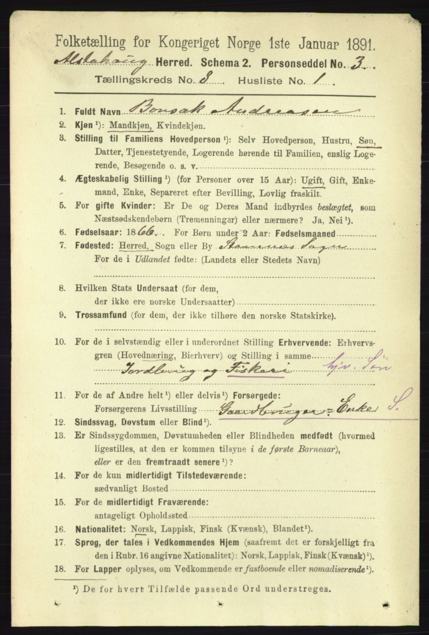 RA, 1891 census for 1820 Alstahaug, 1891, p. 2907