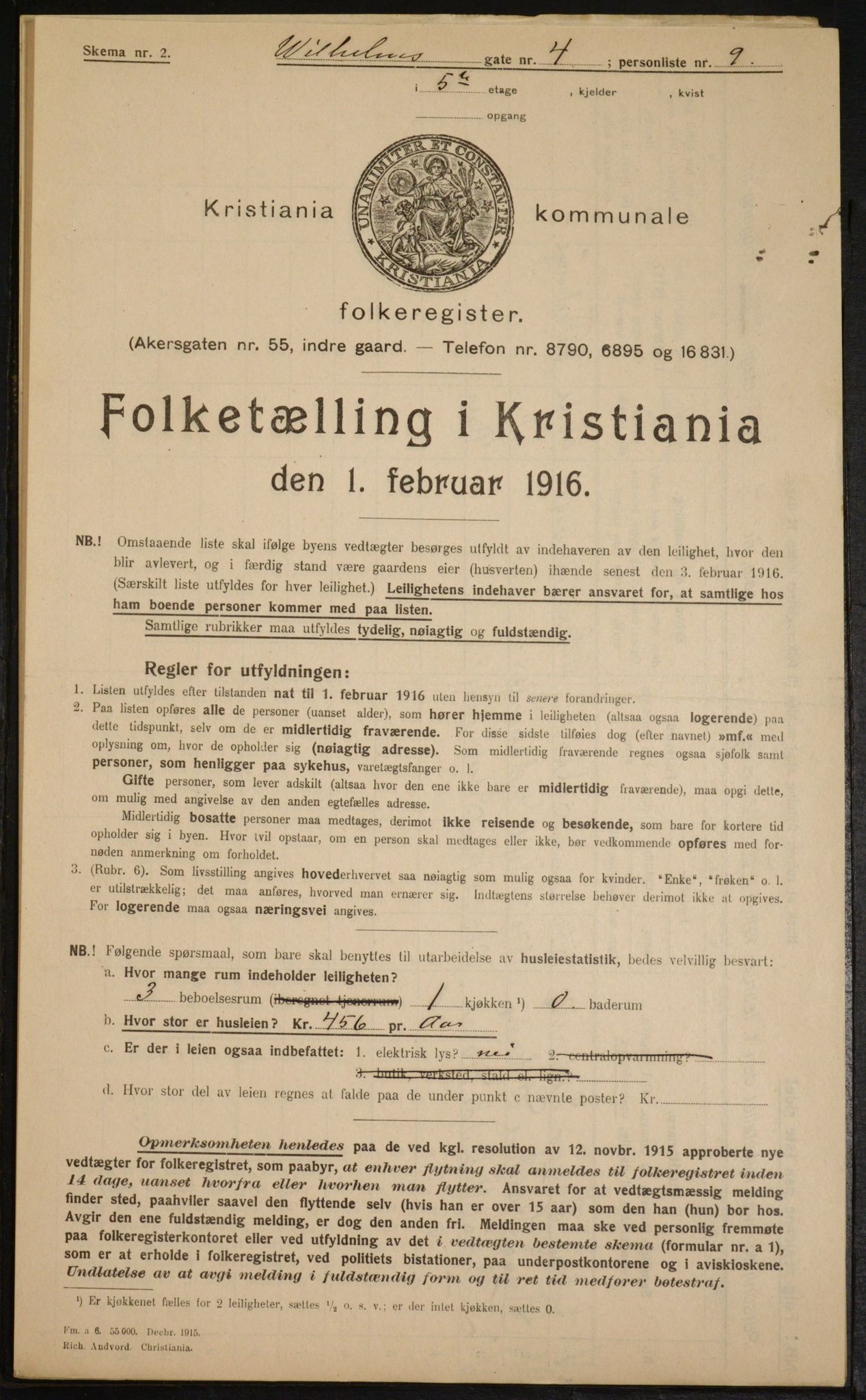 OBA, Municipal Census 1916 for Kristiania, 1916, p. 131856