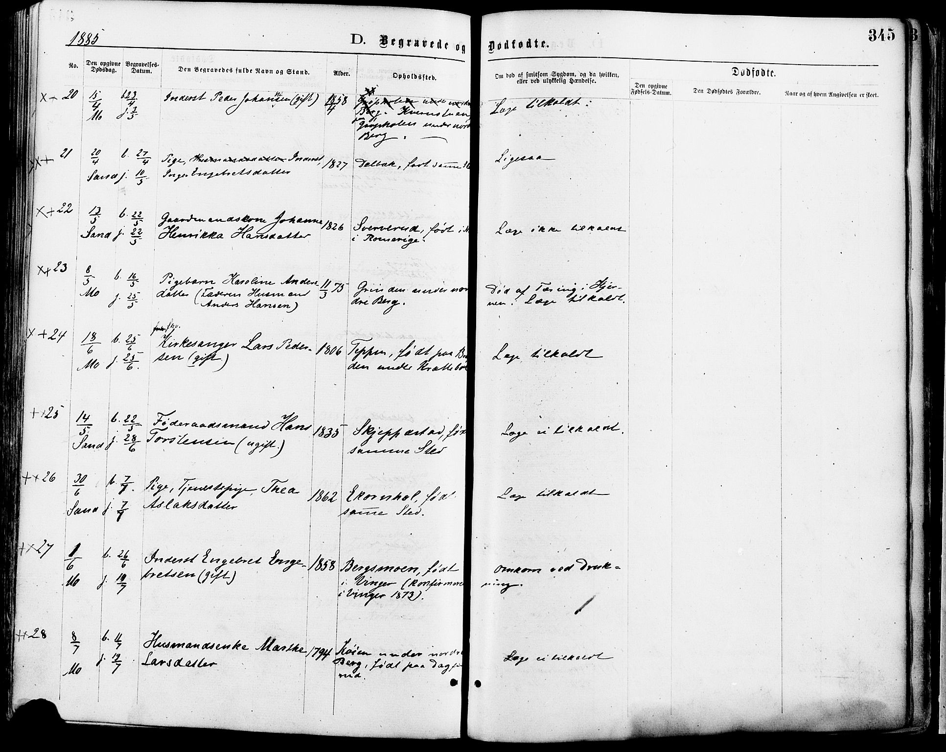 Nord-Odal prestekontor, SAH/PREST-032/H/Ha/Haa/L0005: Parish register (official) no. 5, 1874-1885, p. 345