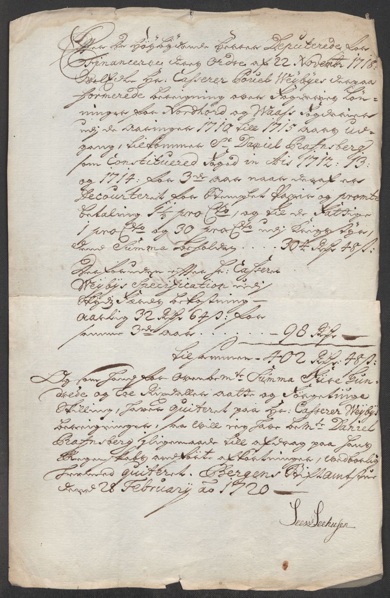 Rentekammeret inntil 1814, Reviderte regnskaper, Fogderegnskap, AV/RA-EA-4092/R51/L3197: Fogderegnskap Nordhordland og Voss, 1714, p. 400