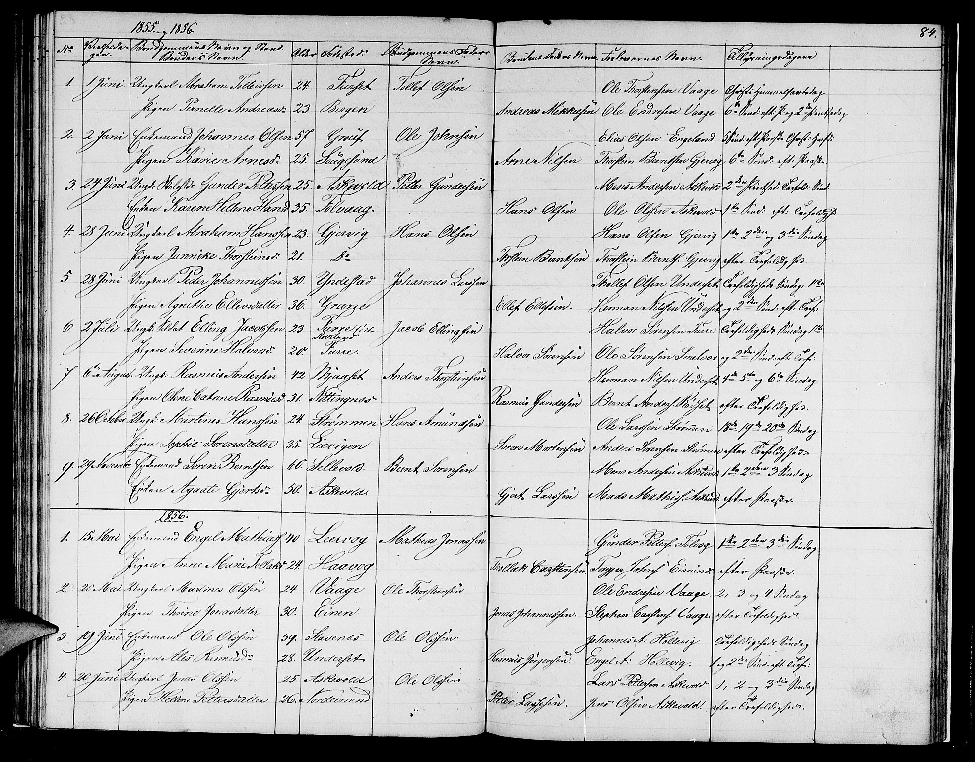 Askvoll sokneprestembete, SAB/A-79501/H/Hab/Haba/L0001: Parish register (copy) no. A 1, 1853-1872, p. 84