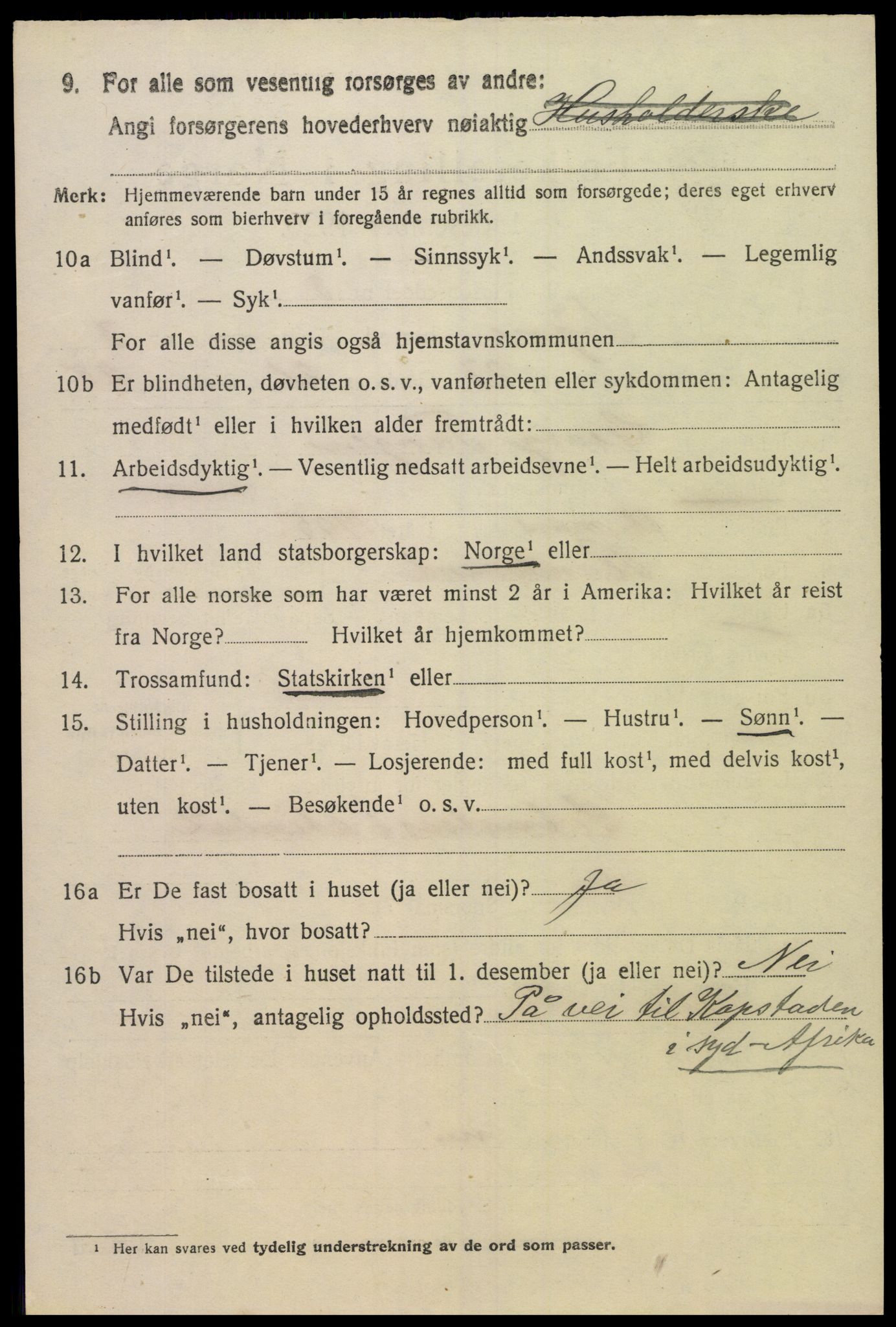 SAK, 1920 census for Søgne, 1920, p. 1870