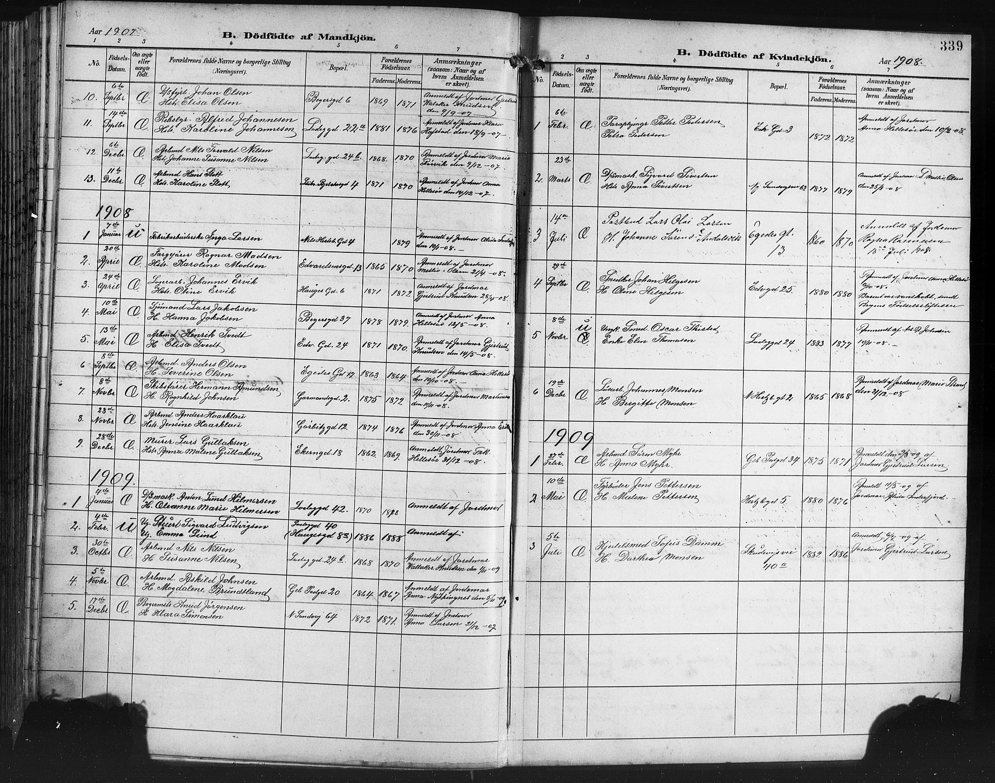 Sandviken Sokneprestembete, SAB/A-77601/H/Hb/L0004: Parish register (copy) no. B 1, 1901-1914, p. 339