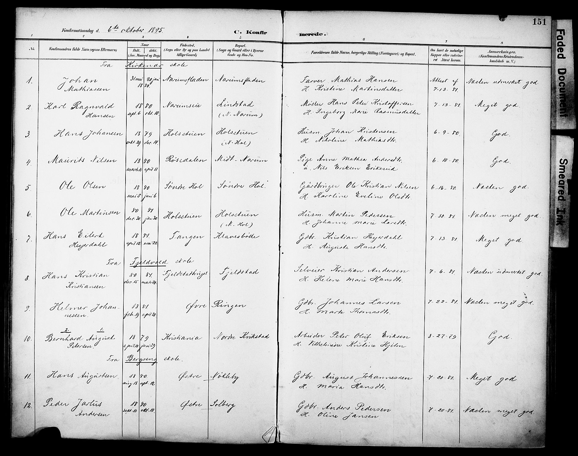 Vestre Toten prestekontor, SAH/PREST-108/H/Ha/Haa/L0013: Parish register (official) no. 13, 1895-1911, p. 151