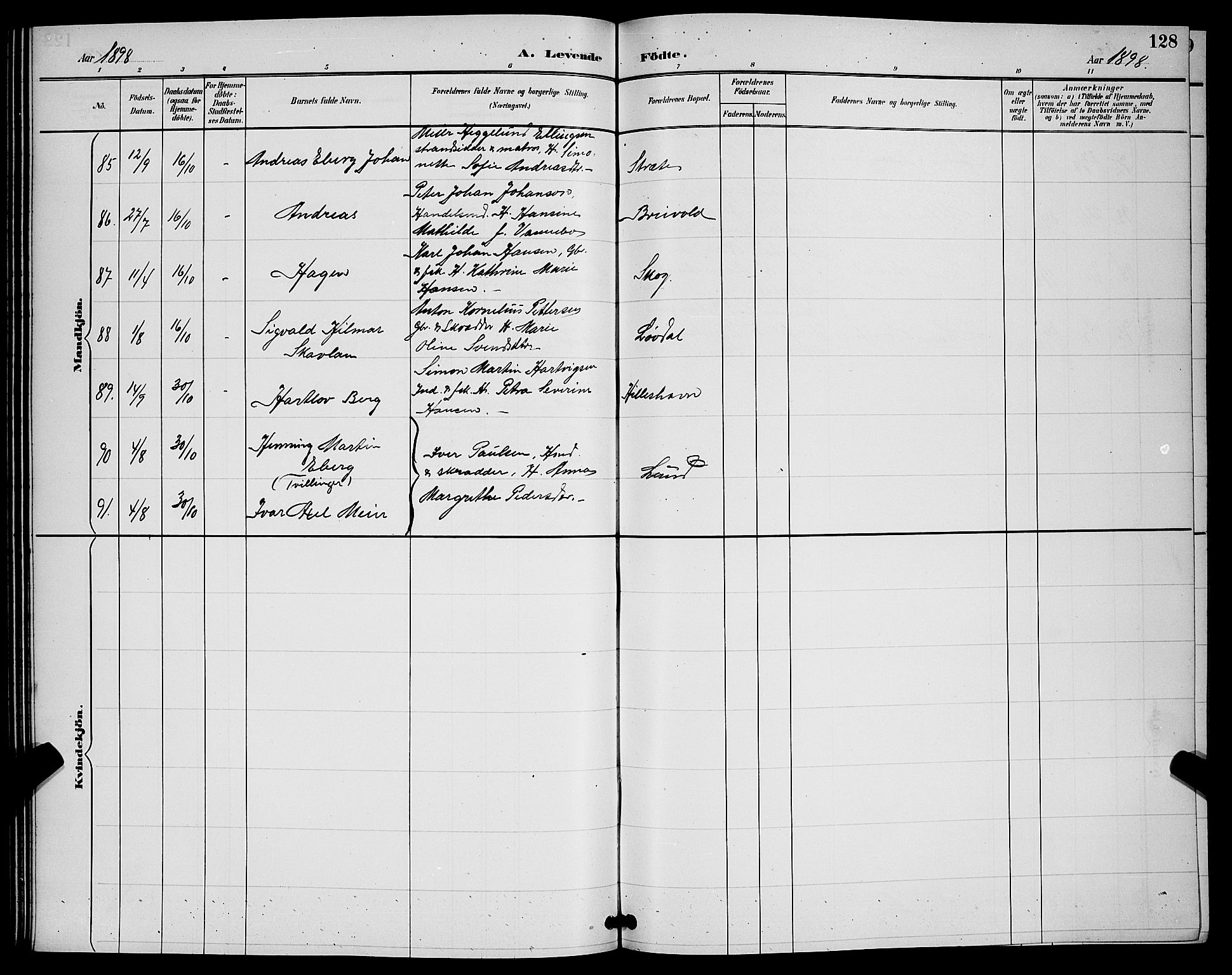 Ibestad sokneprestembete, SATØ/S-0077/H/Ha/Hab/L0008klokker: Parish register (copy) no. 8, 1890-1903, p. 128