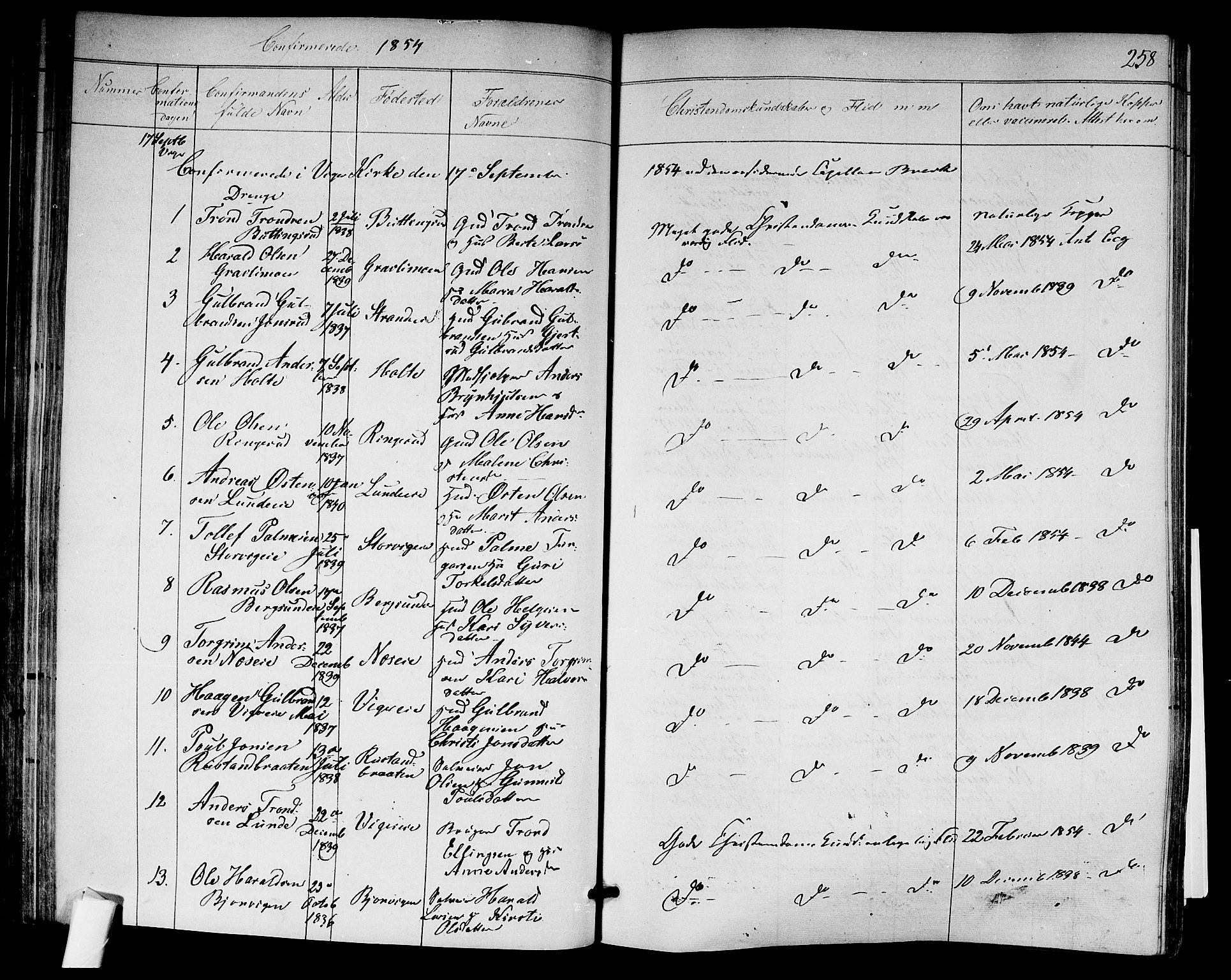 Norderhov kirkebøker, AV/SAKO-A-237/F/Fa/L0011: Parish register (official) no. 11, 1847-1856, p. 258