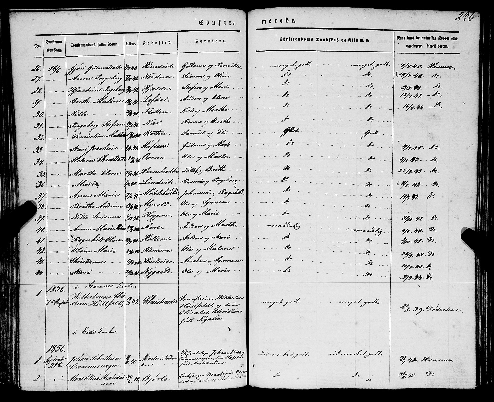 Eid sokneprestembete, SAB/A-82301/H/Haa/Haaa/L0007: Parish register (official) no. A 7, 1844-1858, p. 236