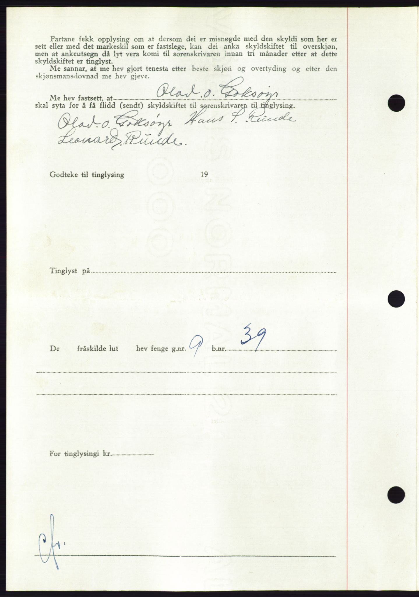 Søre Sunnmøre sorenskriveri, SAT/A-4122/1/2/2C/L0087: Mortgage book no. 13A, 1950-1950, Diary no: : 1060/1950