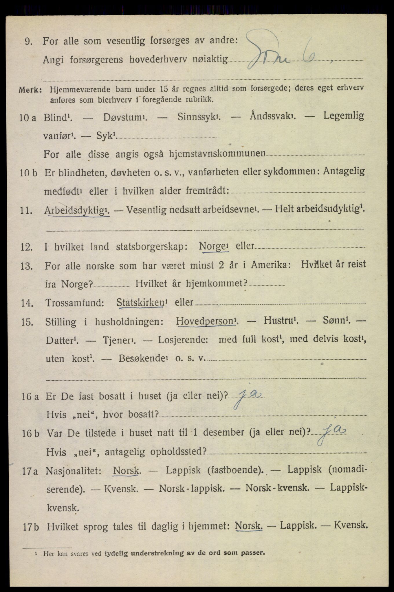 SAT, 1920 census for Dverberg, 1920, p. 6395